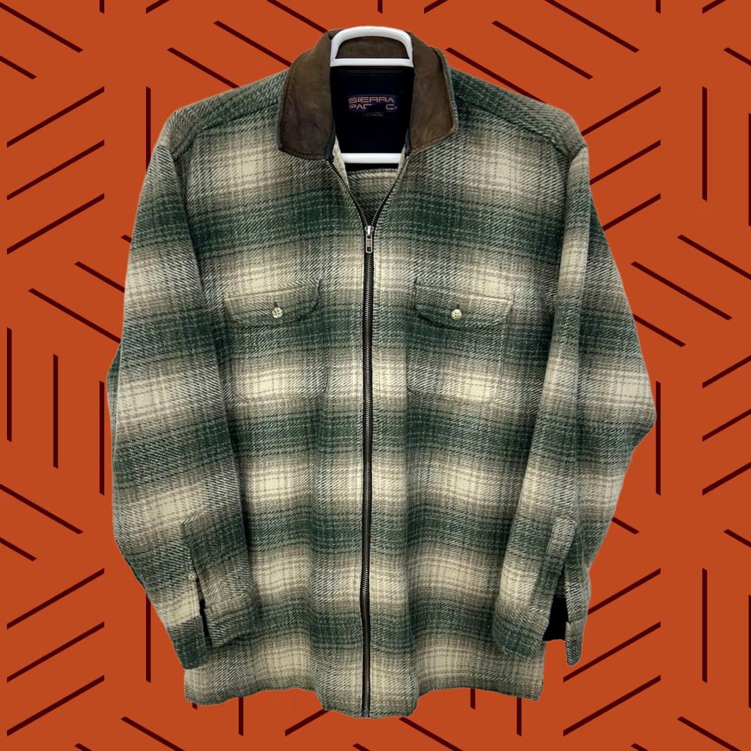 Vintage VTG Sierra Pacific Plaid Wool Chore Field Jacket Coat Full Zip Green Men’s L Size US L / EU 52-54 / 3 - 1 Thumbnail