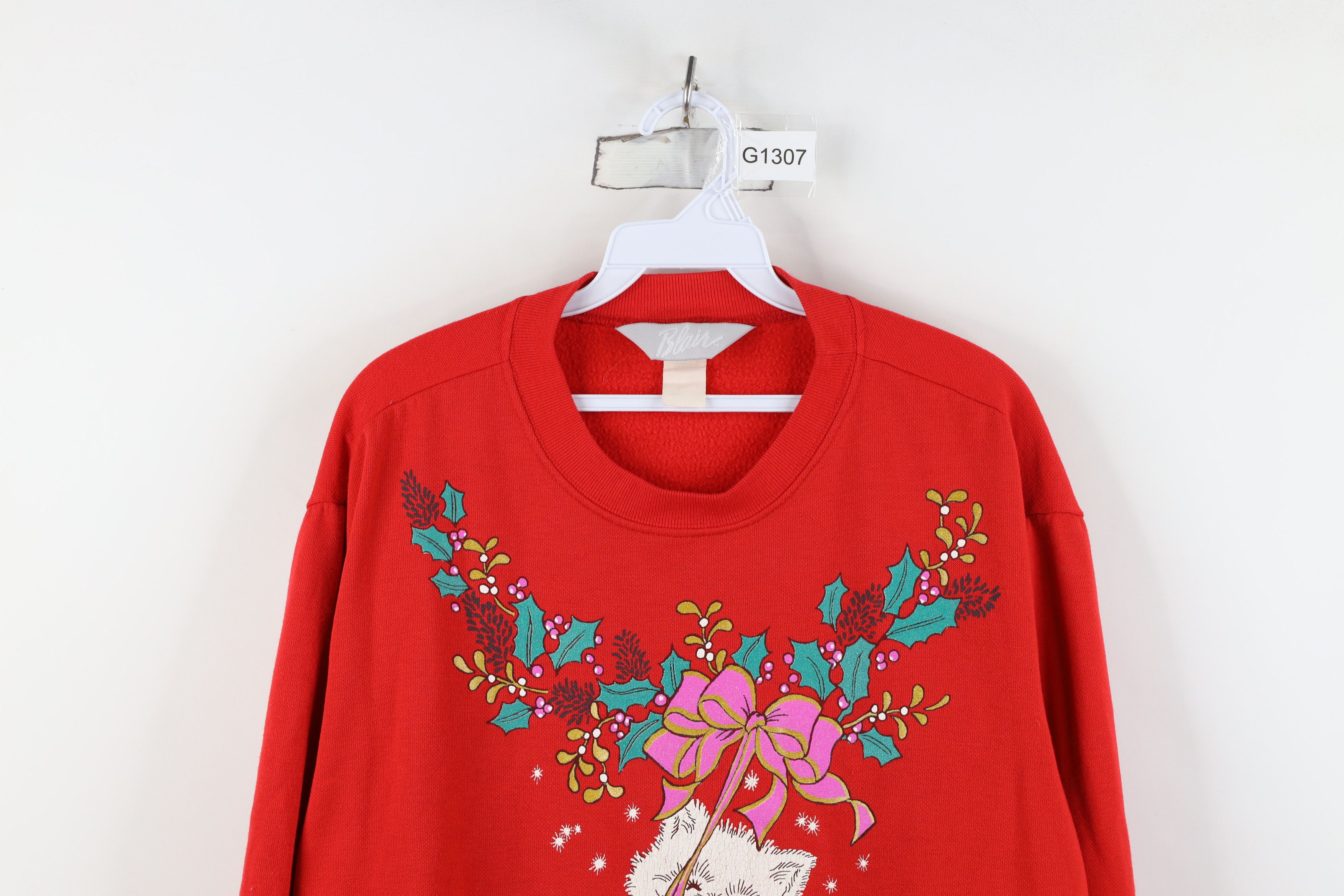 Vintage Vintage 90s Streetwear Cat Kitten Sweatshirt Red USA Size XXL / US 16-18 / IT 52-54 - 2 Thumbnail