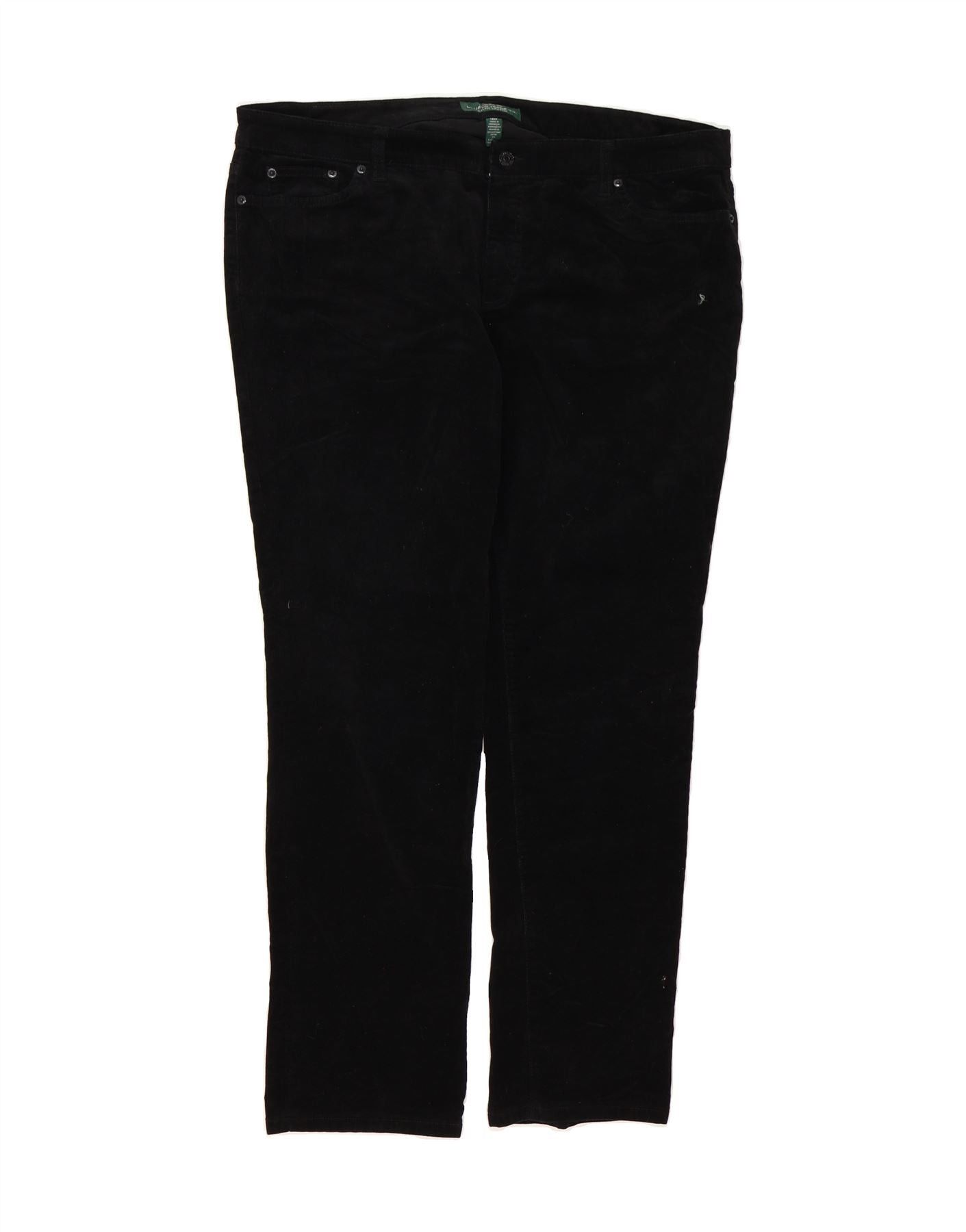 Ralph Lauren Womens Slim Corduroy Trousers US 18 2XL W40 L29 Black Cotton Size 40" / US 18 - 1 Thumbnail