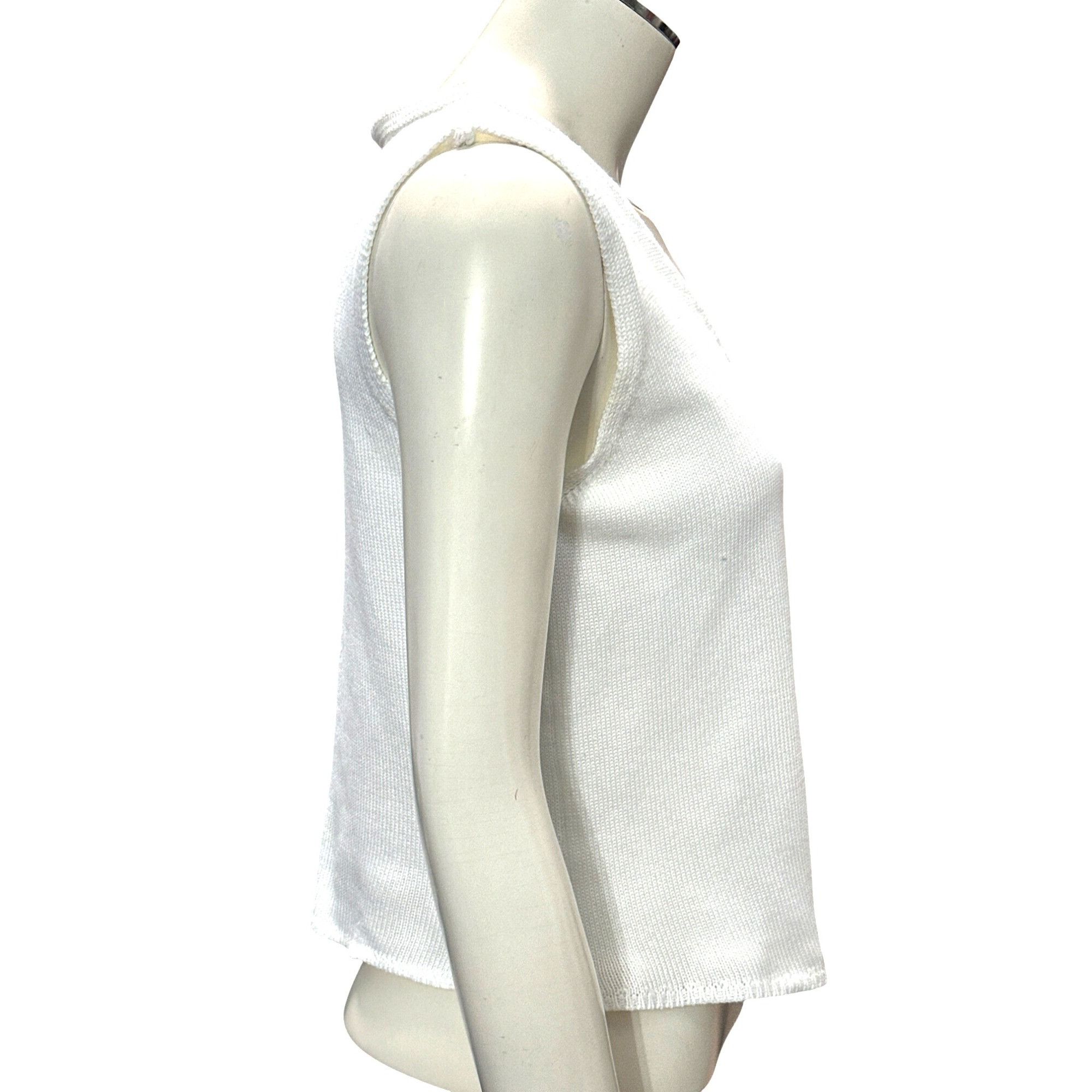 Other CCC White Sleeveless V Neck Ribbed Knit Sweater Top Asymmetr Size S / US 4 / IT 40 - 5 Thumbnail