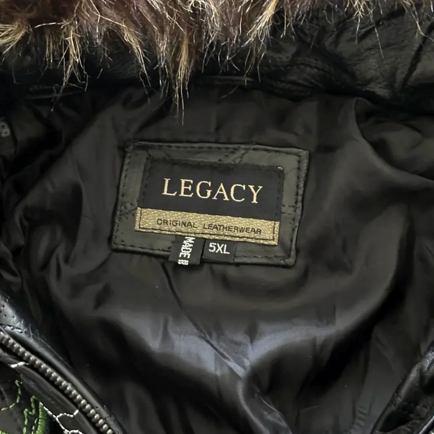 Our Legacy VINTAGE Legacy Leather Bomber Jacket 5XL Black Fur Hood Skull All Over Print AOP Men Men 5XL Big & Tall Size US XXL / EU 58 / 5 - 2 Thumbnail