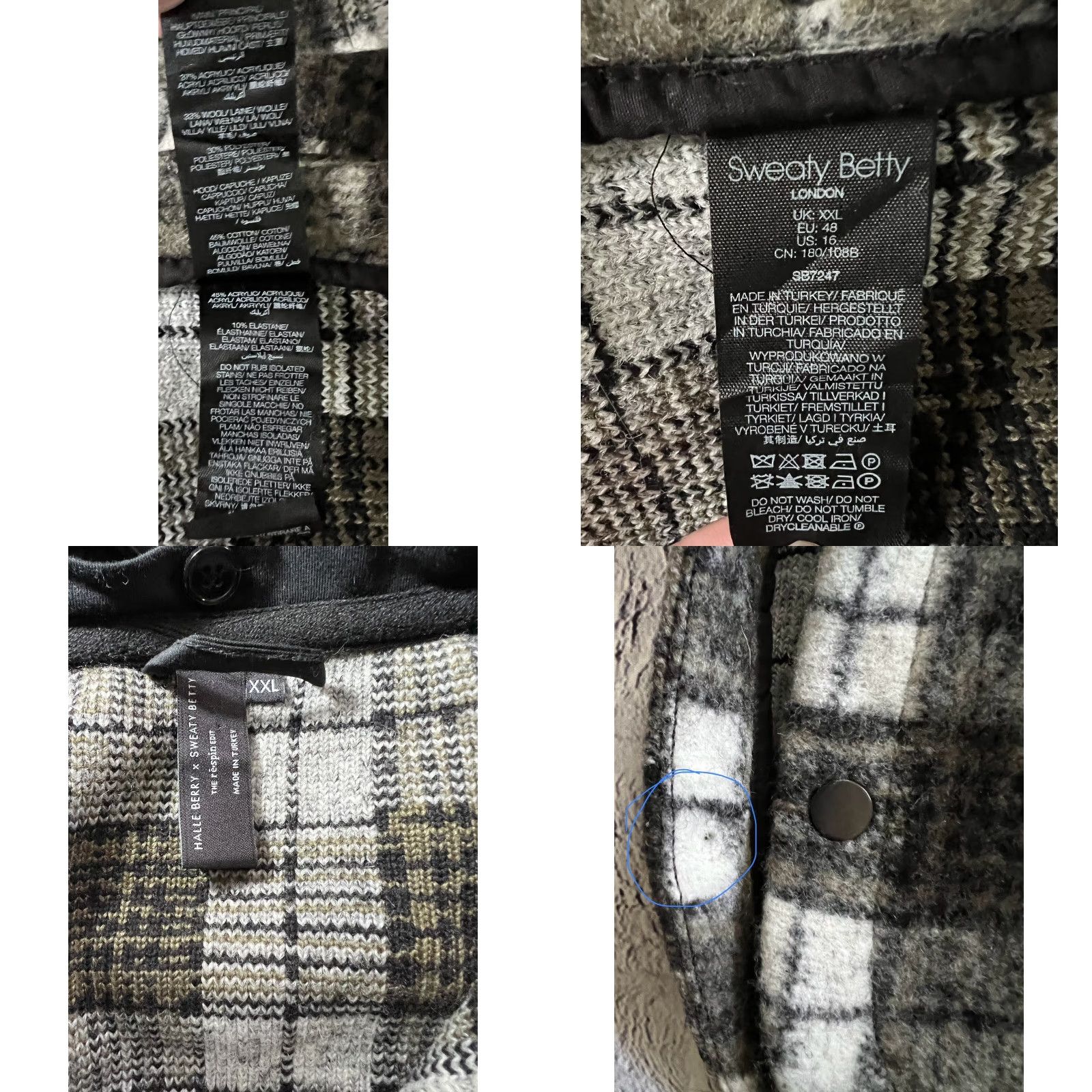 Sweaty Betty Sweaty Betty Halle Berry 2XL Plaid Oversized Flannel Hoodie Jacket Womens Size XXL / US 16-18 / IT 52-54 - 8 Thumbnail