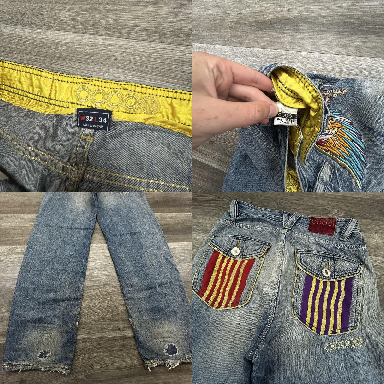 Coogi VINTAGE COOGI Jeans Mens 32x32 Blue Embroidered Eagle Striped Y2K VERY RARE Size US 32 / EU 48 - 8 Thumbnail