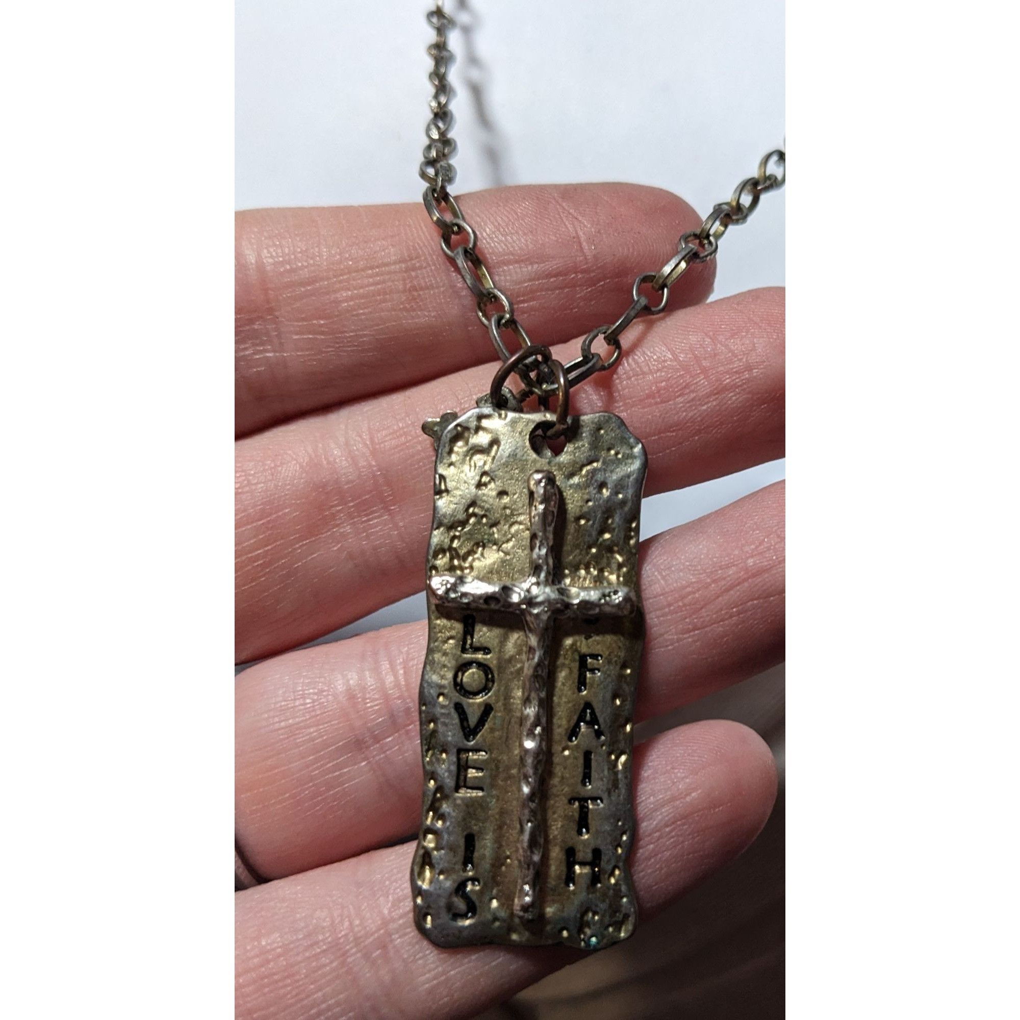 Other Love Is Faith Hammered Brutalist Pendant Necklace Size ONE SIZE - 13 Thumbnail