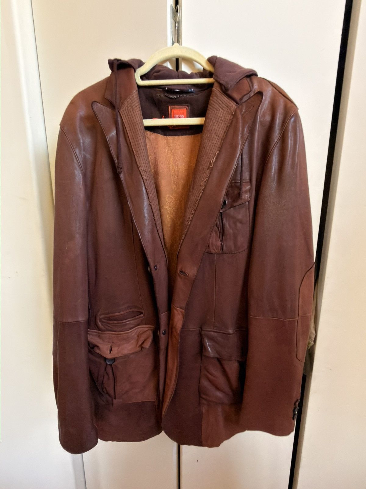 Hugo Boss Hugo Boss Leather Jacket Mens with Hood Size US M / EU 48-50 / 2 - 1 Thumbnail