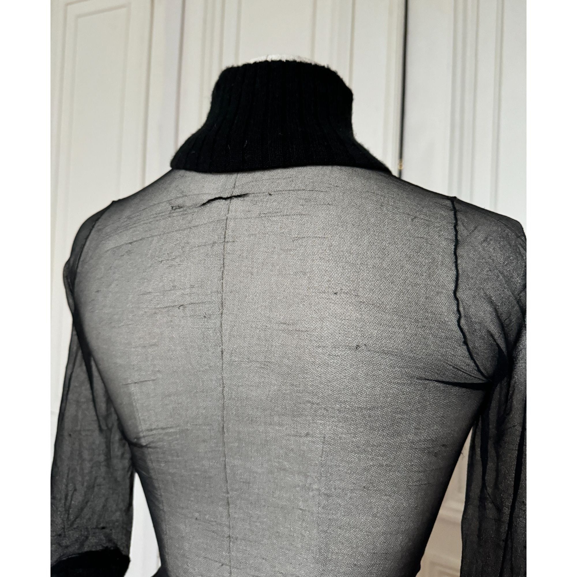 Courreges 1970s Black Nylon Sheer Top Size XS / US 0-2 / IT 36-38 - 4 Thumbnail