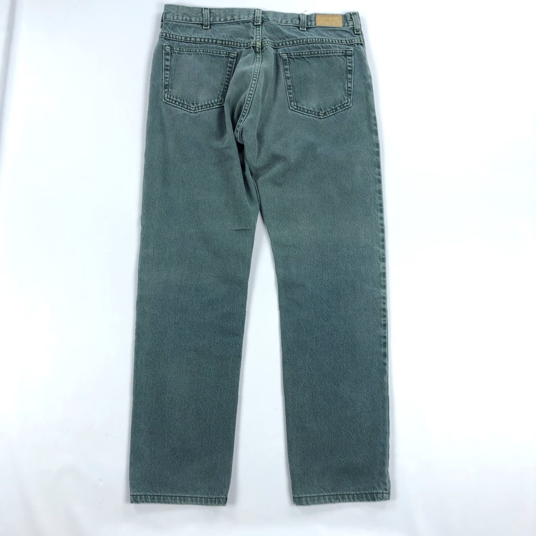 Vintage VINTAGE LL Bean Jeans Mens 35x32 Green Denim Straight 5-Pocket 90s Vintage Green Jeans Regular Mens Size US 35 - 5 Thumbnail