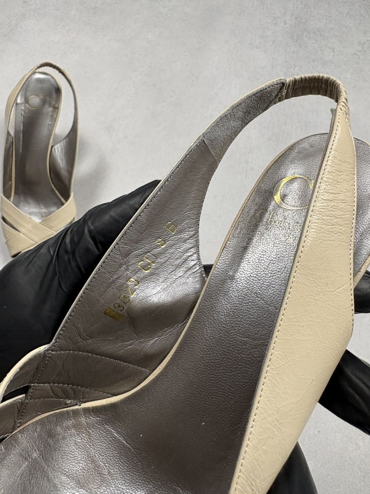 Dior Christian Dior Vintage Leather Slingback Heels Beige EU 38.5 Size US 8 / IT 38 - 16 Thumbnail