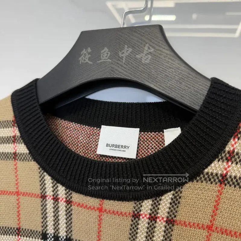 Burberry Burberry Men's Beige Wool Checked Knit Sweater. Size US M / EU 48-50 / 2 - 5 Thumbnail