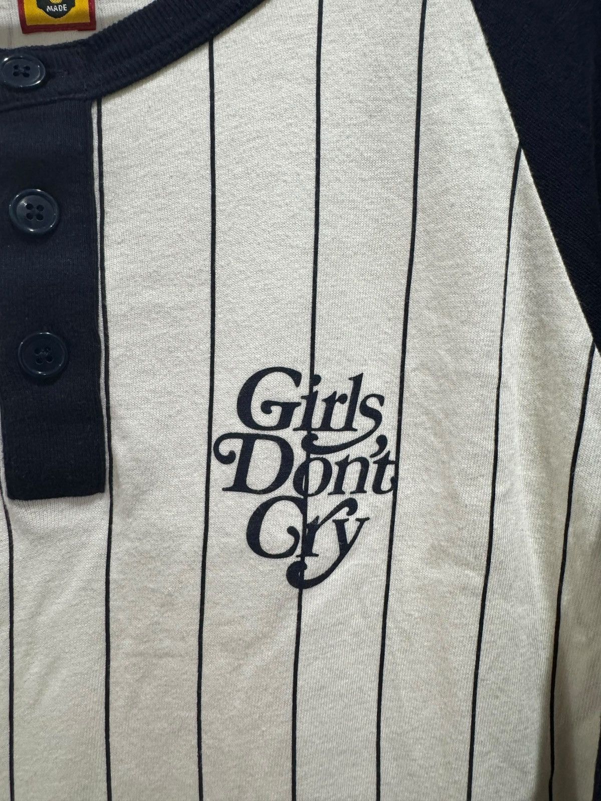Girls Don't Cry × Human Made Human Made x Girls Dont Cry Baseball Tee Cream Navy Size US M / EU 48-50 / 2 - 2 Thumbnail