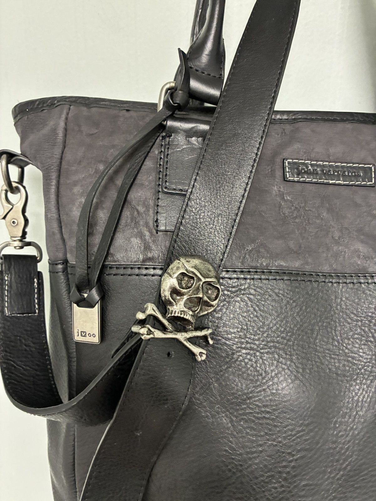 John Varvatos Skull Buckle Leather Bag W Strap. Size ONE SIZE - 12 Thumbnail