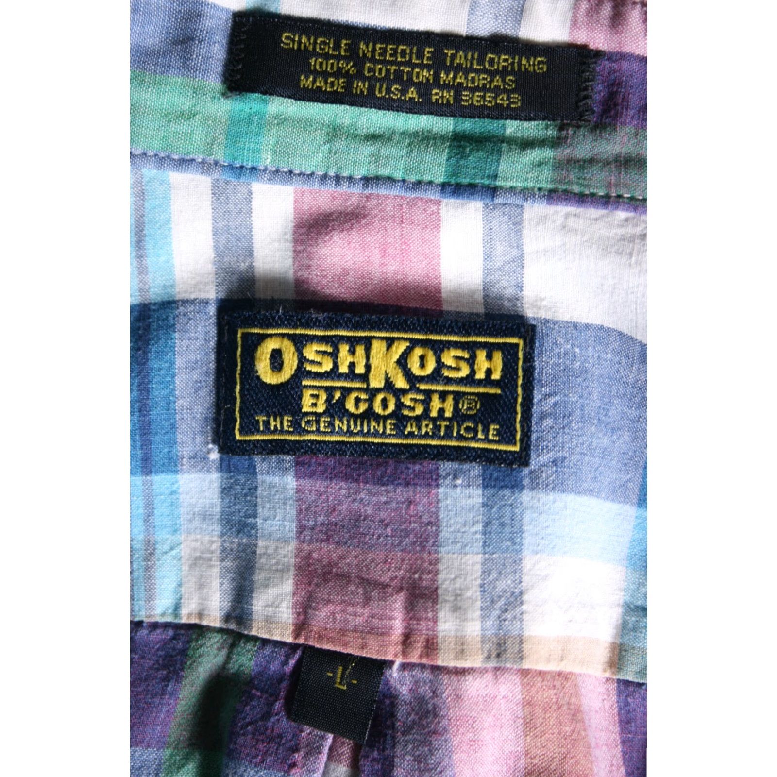Vintage VINTAGE OshKosh B'gosh Madras Plaid Long Sleeve Button Front Shirt L Men Size US L / EU 52-54 / 3 - 6 Thumbnail