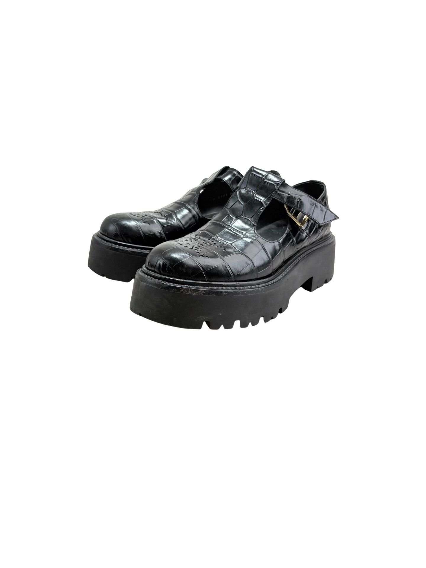 Celine Celine Croc-Embossed Platform Loafers 37.5 Size US 7.5 / IT 37.5 - 1 Thumbnail