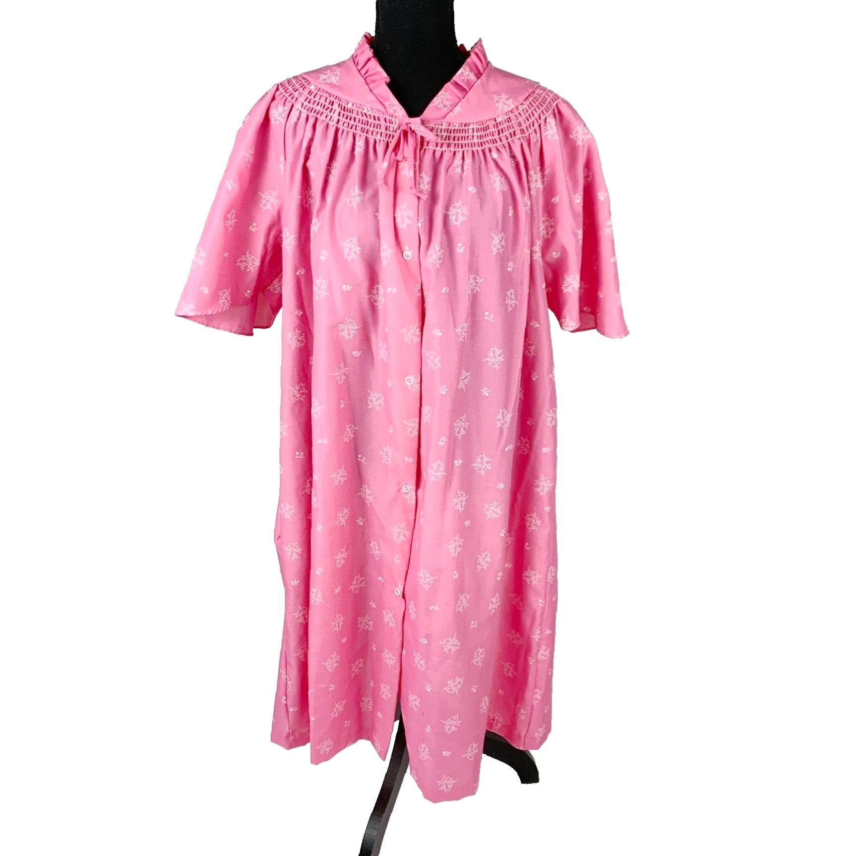 Pinko VINTAGE Serenity Nightgown Muumuu Caftan Pink 40 Med Cotton Blend 1970s Size ONE SIZE - 2 Thumbnail