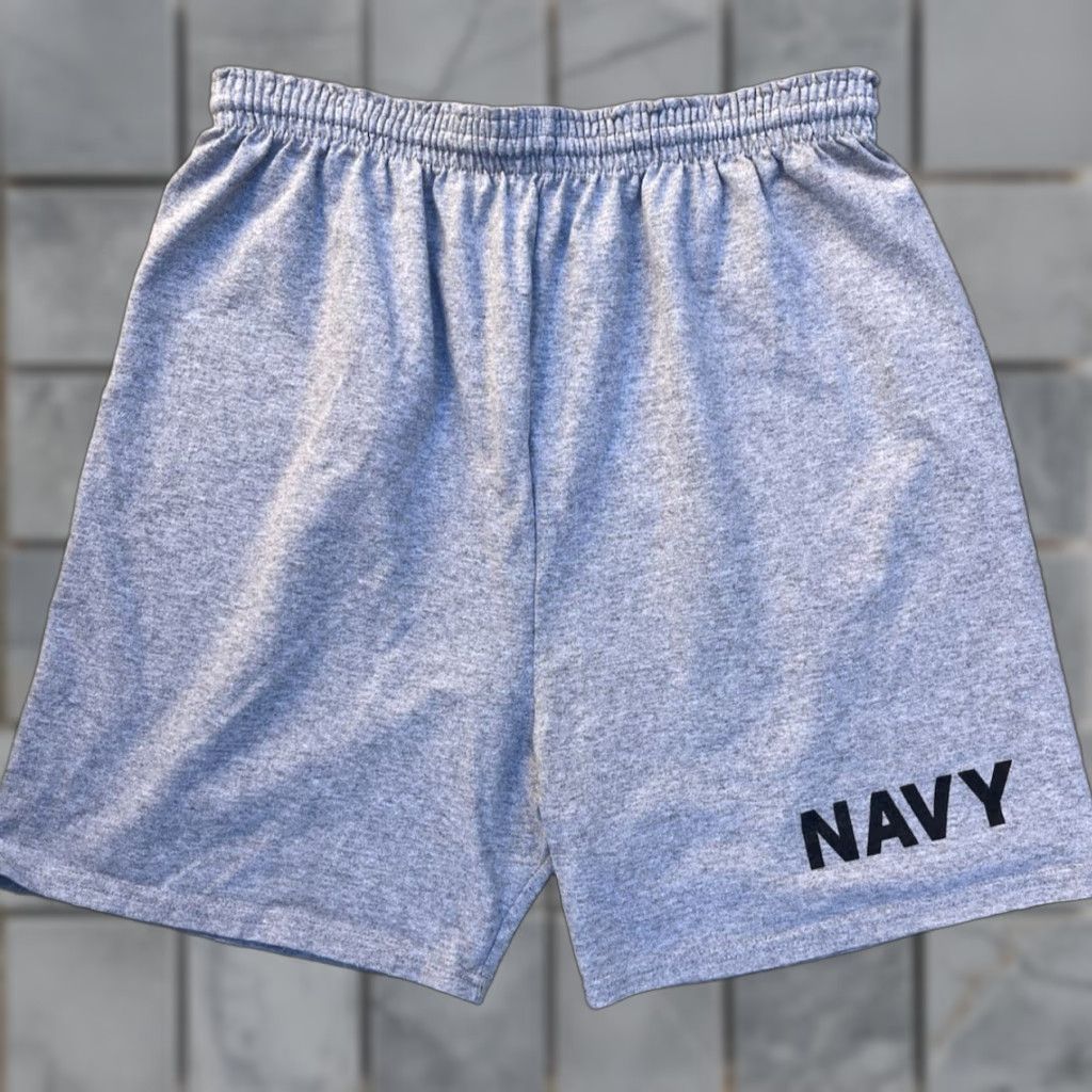 Vintage Unbranded NAVY Shorts Athletic Gray 80s High Waist Gym USA S Inseam 5" Cotton Polyester Blend Men’s Vintage Style Shirt Size US 29 - 1 Thumbnail