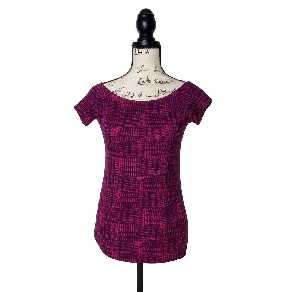 Marc by Marc Jacobs Marc by Marc Jacobs Pink & Black Patterned Cap Sleeve Top | Size XS / US 0-2 / IT 36-38 - 1 Thumbnail
