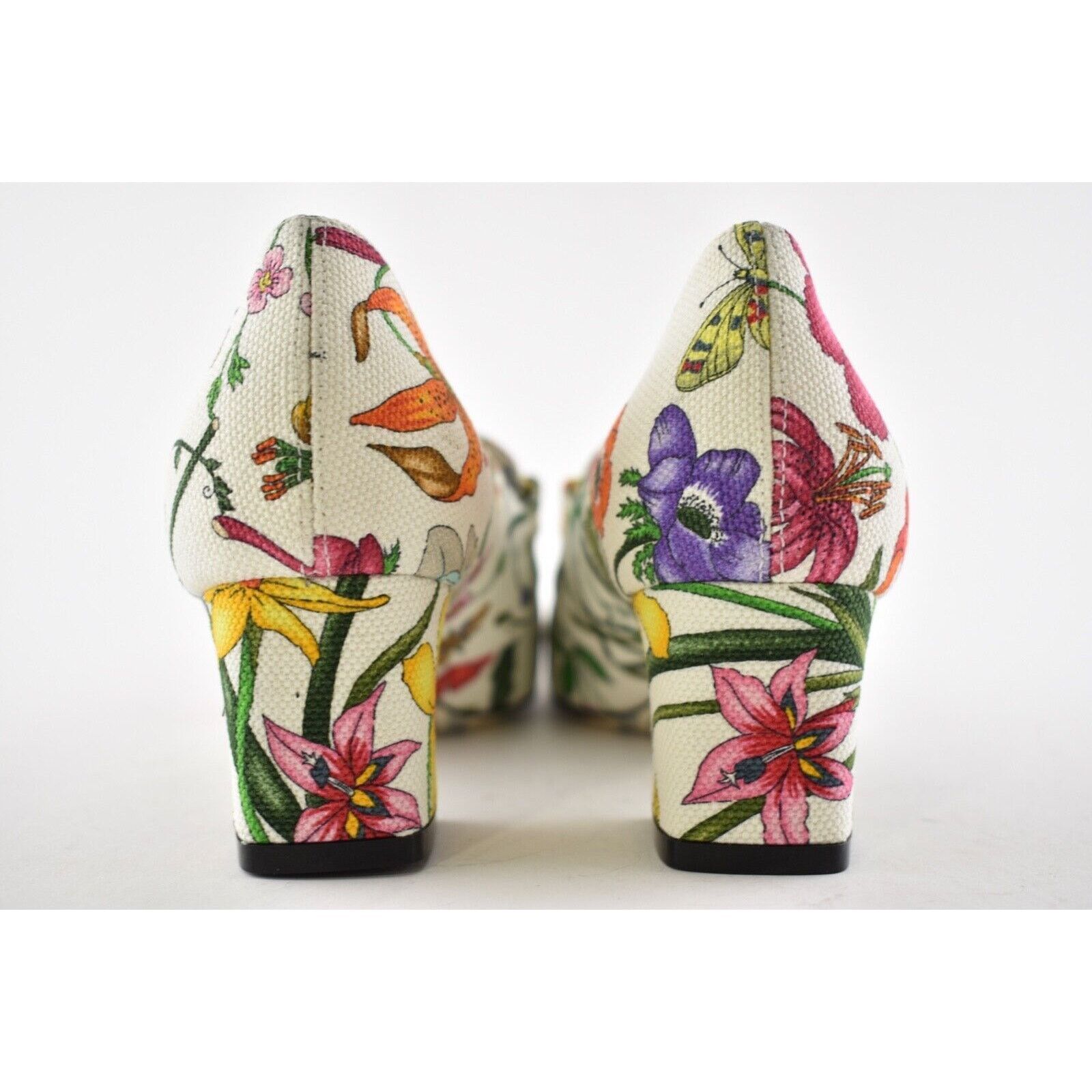 Gucci Victoire 55 Floral Logo Block Mid Heel Mule Loafer Pump 36.5 Size US 6.5 / IT 36.5 - 9 Thumbnail