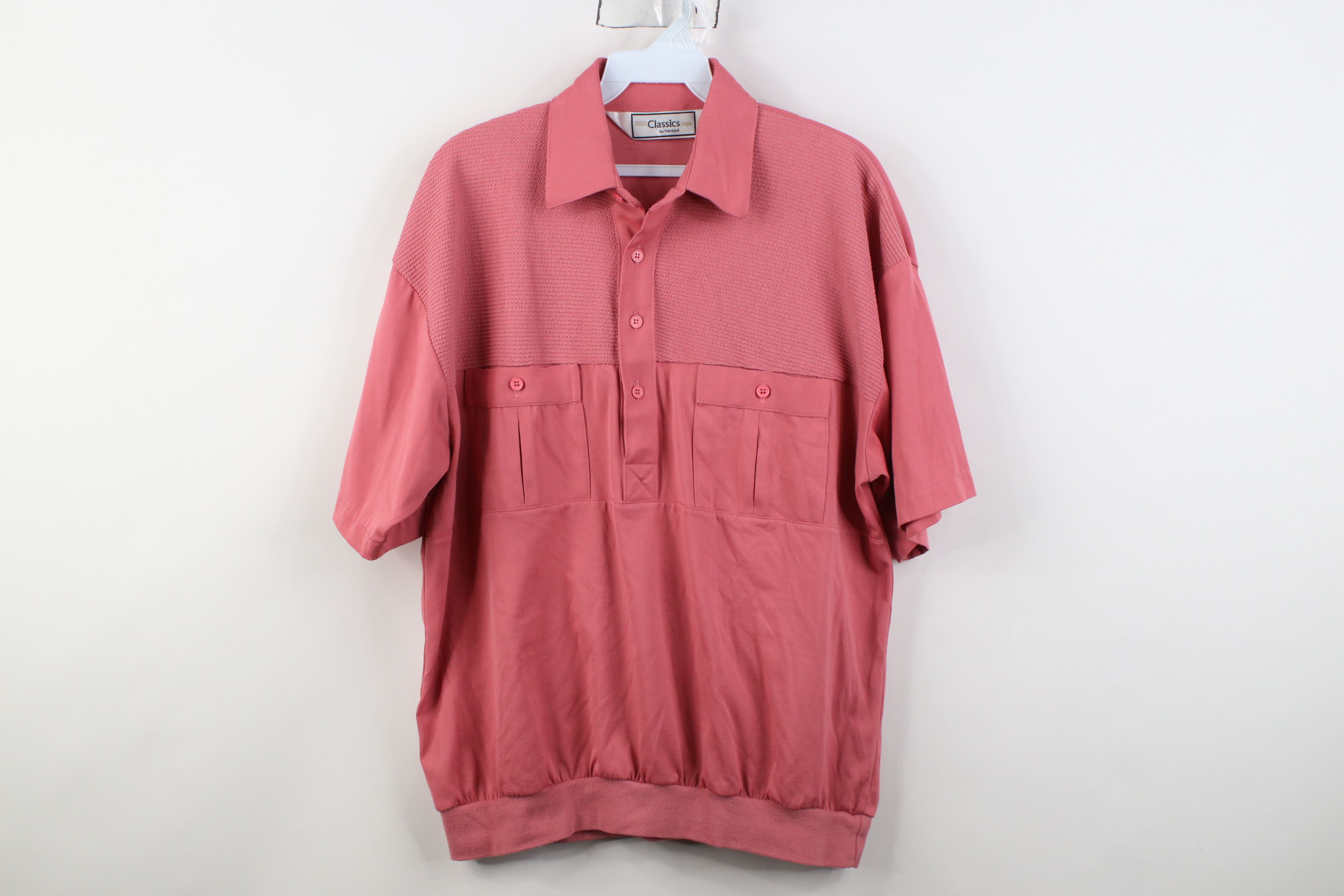 Vintage Vintage 90s Streetwear Ribbed Knit Pullover Polo Shirt Pink Size US M / EU 48-50 / 2 - 1 Thumbnail