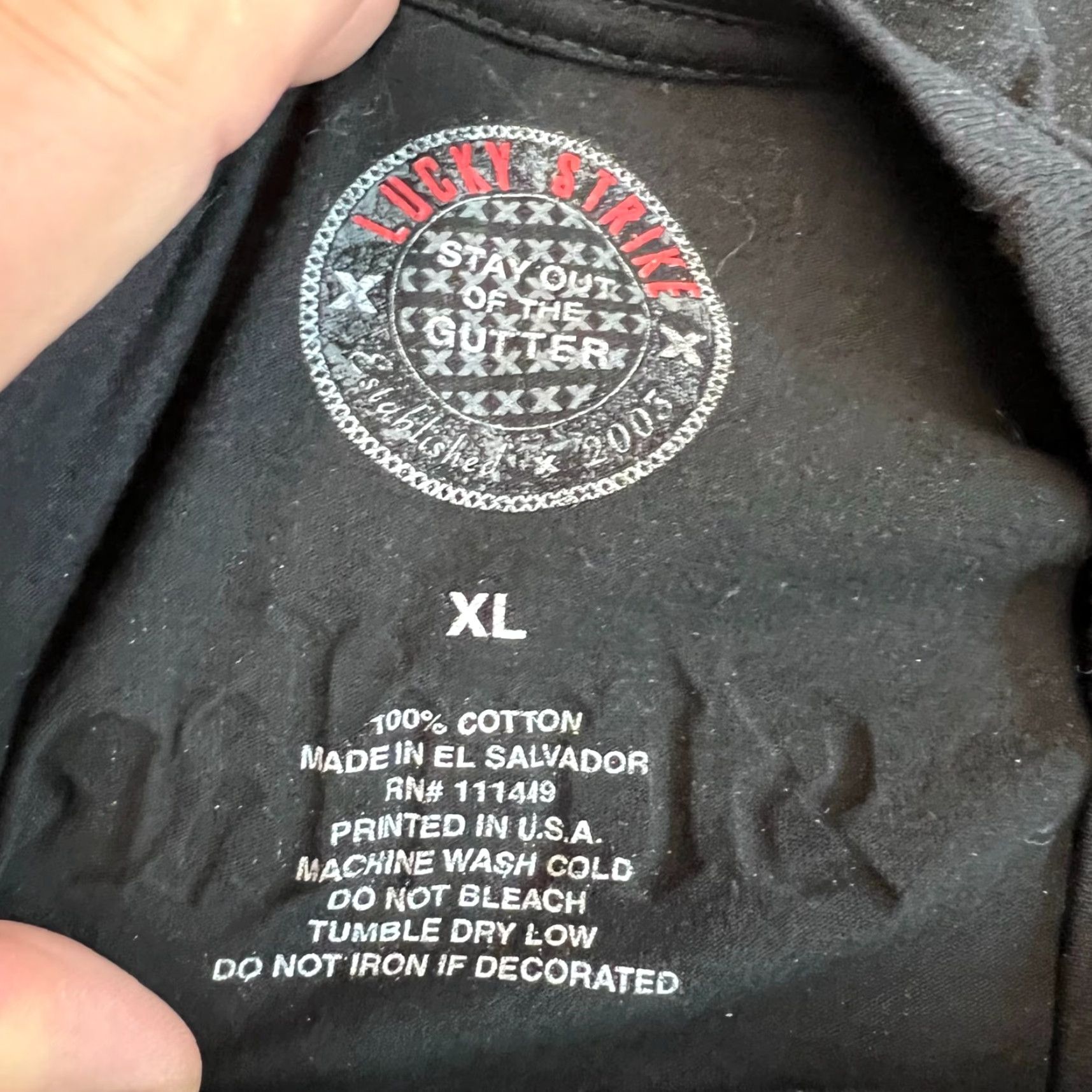 Lucky Brand VINTAGE Lucky Brand Feeling Lucky Strike Bowling Novi Michigan Mens Graphic T-Shirt Black XL Shirt Mens Black Graphic 90s Bowling Theme Vintage Size US XL / EU 56 / 4 - 5 Thumbnail