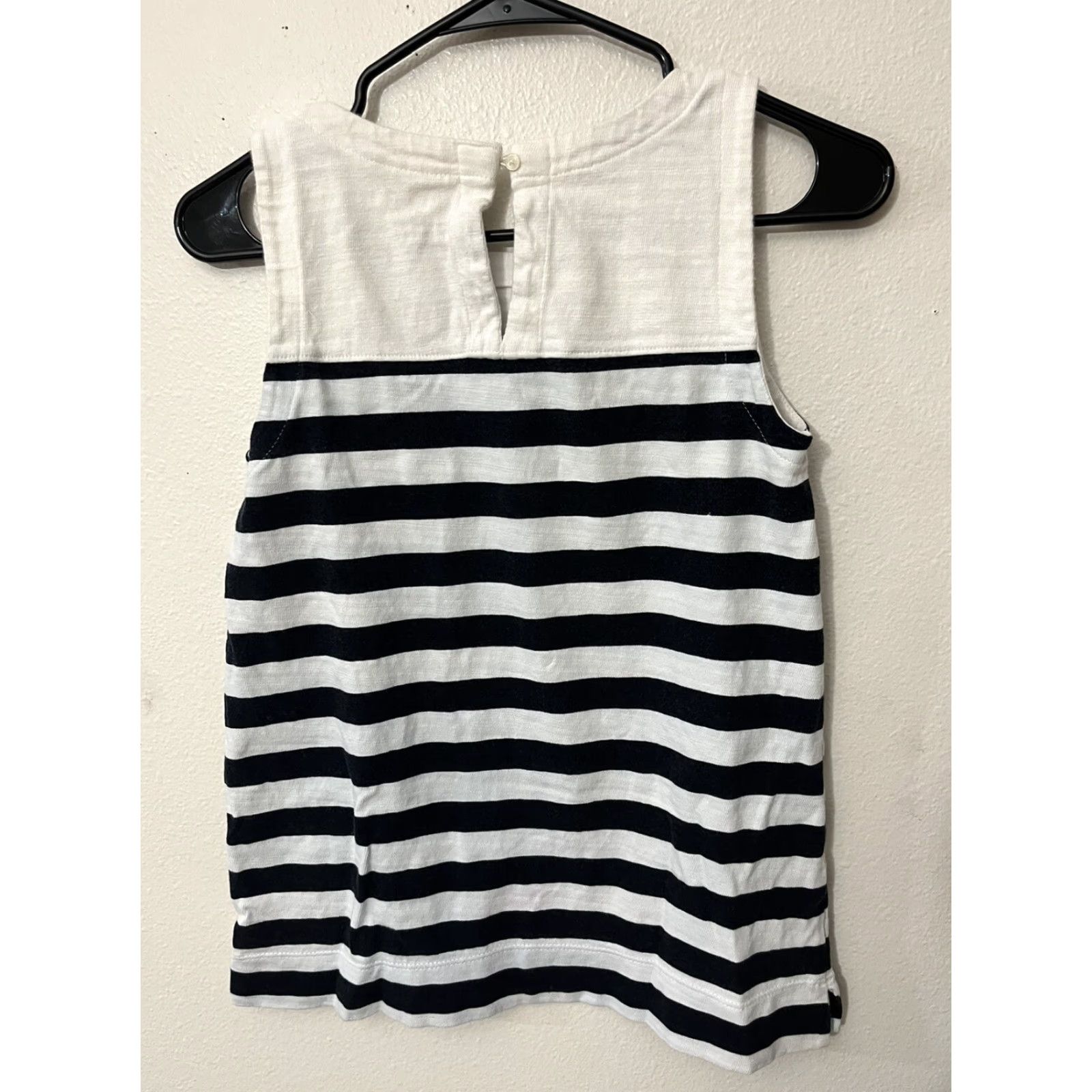 Ann Taylor VINTAGE Ann Taylor LOFT Striped Sleeveless Tank Shirt XS White Black Pullover Cotton Blend Women's Casual Basic Unlined Lightweight Size XS / US 0-2 / IT 36-38 - 3 Thumbnail