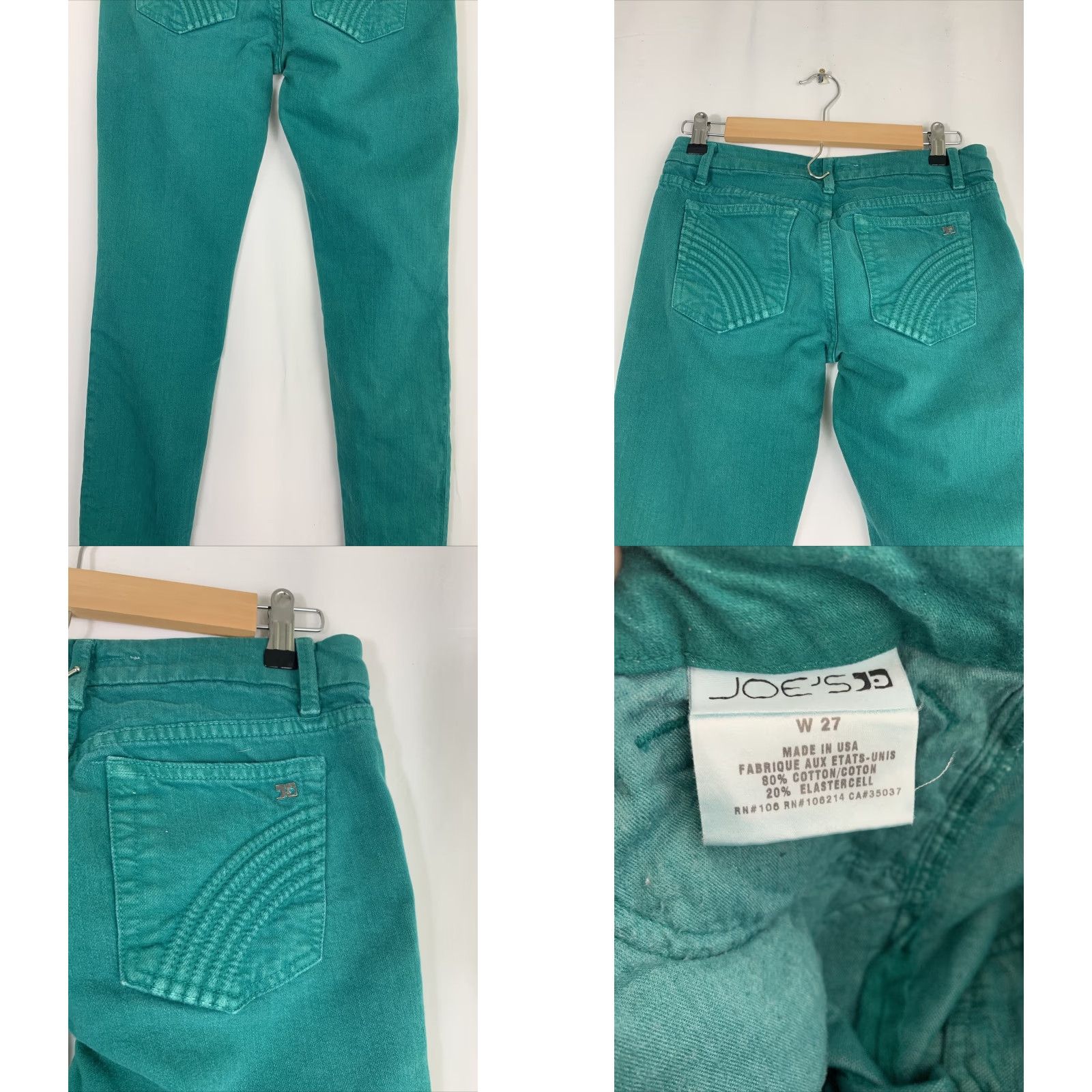 Vintage Joes Jeans Womens Jeans Chelsea Skinny 28x33 Stretch Jade Green 27 28in Inseam 33 Cotton Blend Denim Green Size 28" / US 6 / IT 42 - 8 Thumbnail