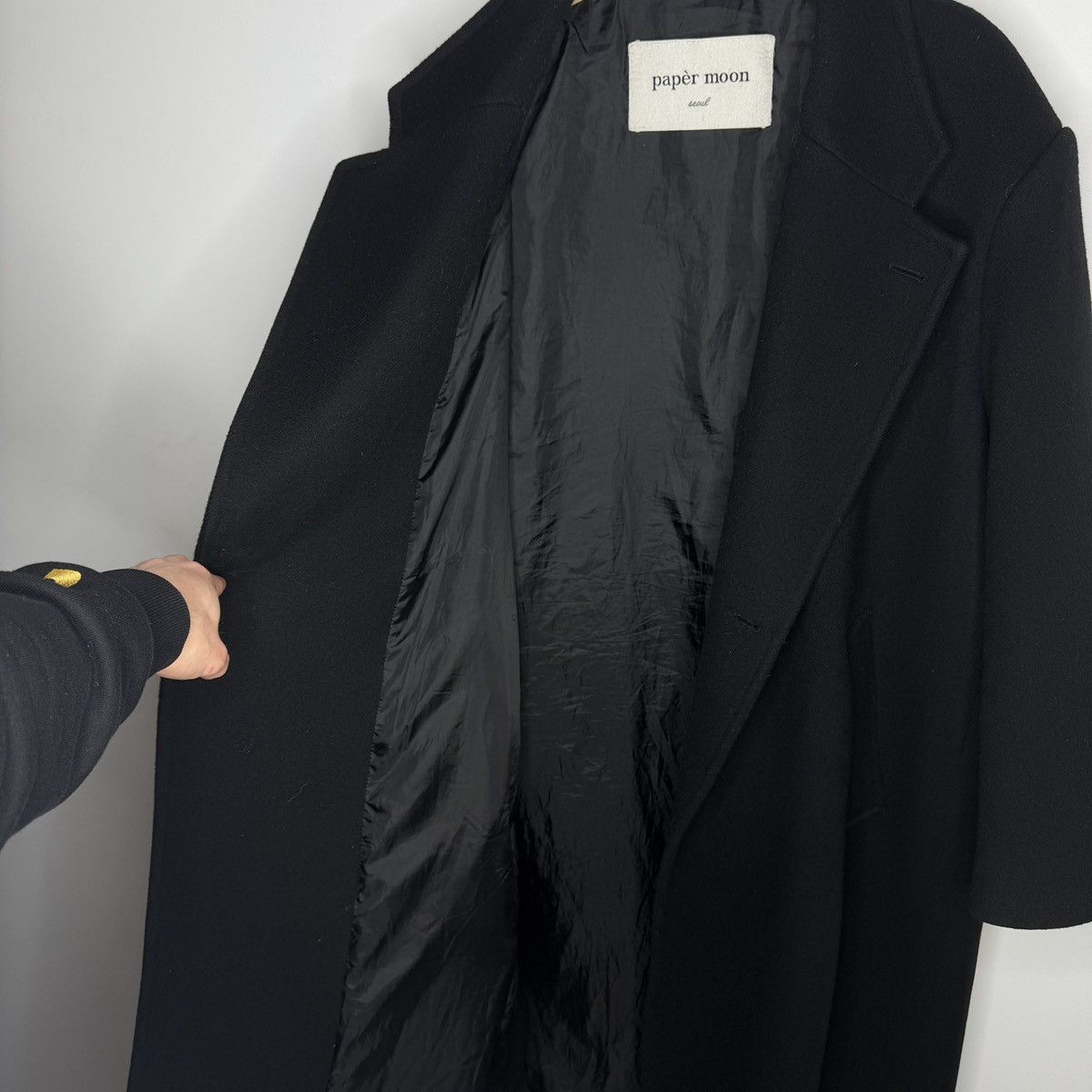 Japanese Brand Paper Moon Made in Korea Oversized Heavy Black Wool Coat Size US M / EU 48-50 / 2 - 11 Thumbnail