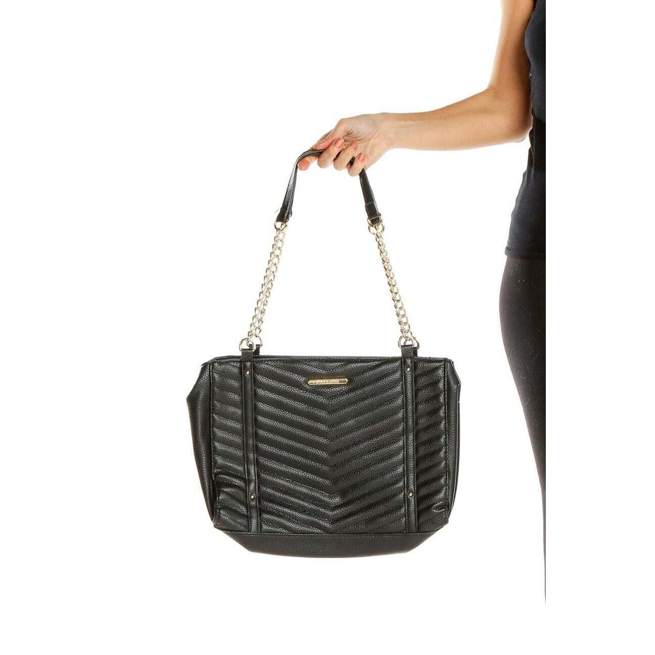 Designer Steve Madden Black Quilted Laptop Bag with Chain Strap Size ONE SIZE - 1 Thumbnail