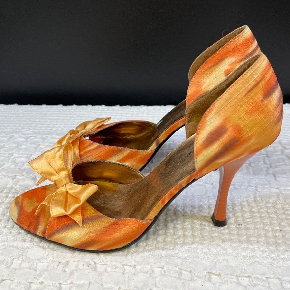 Other Amanda Smith Women's Orange Tie Dye Shoes/Heels Sz 9.5M SKU Size US 9.5 / IT 39.5 - 3 Thumbnail