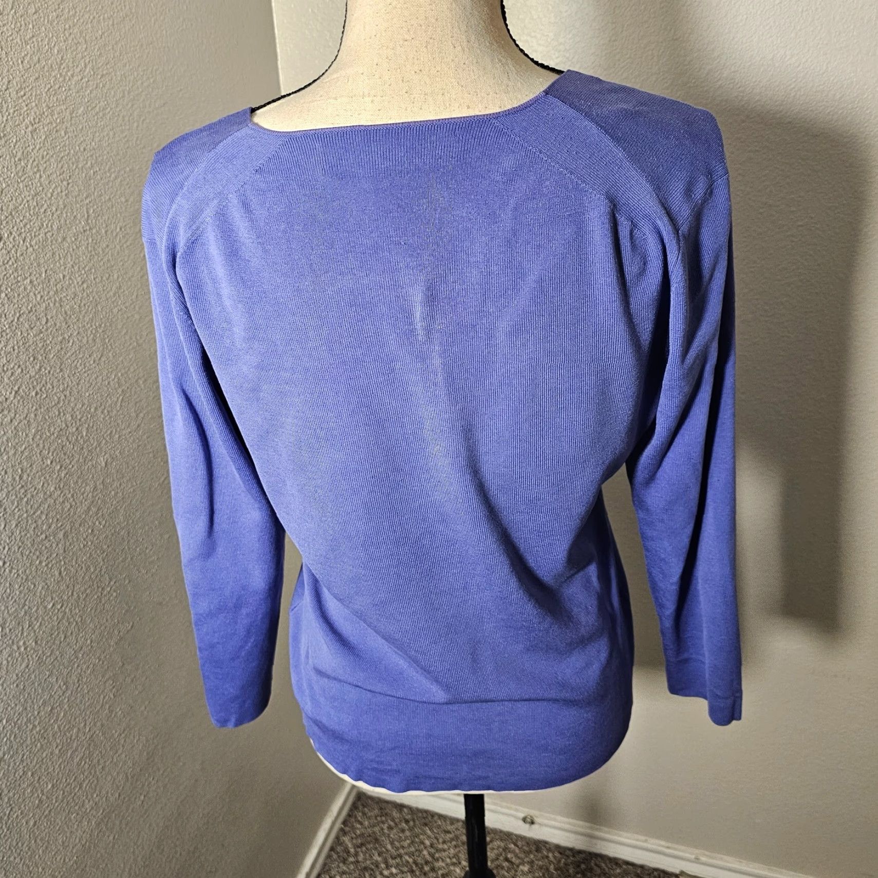 Vintage VINTAGE Josephine Chaus Silk Blend Blouse Women M V-Neck 3/4 Sleeve Purple Casual Size M / US 6-8 / IT 42-44 - 3 Thumbnail