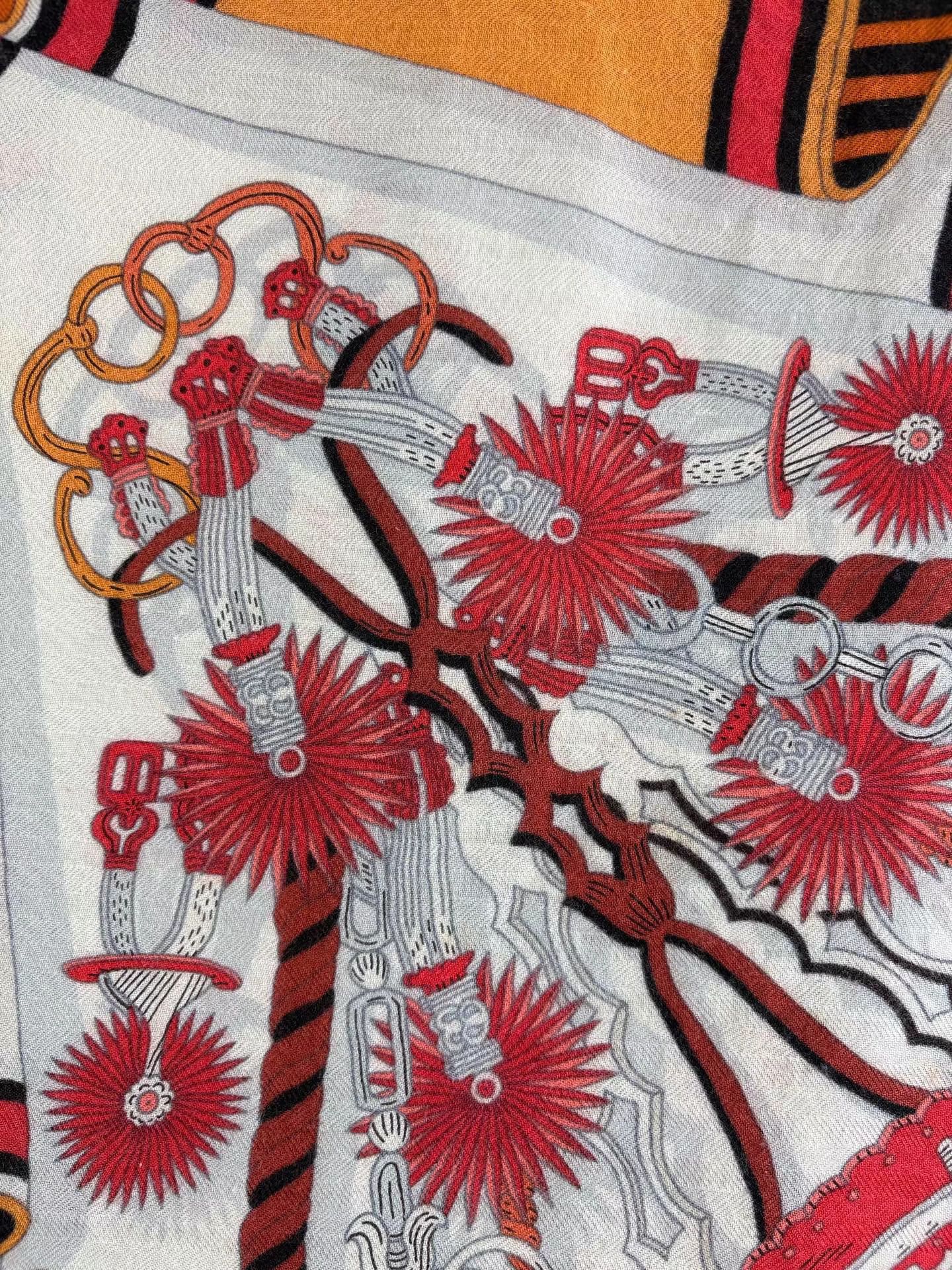 Hermes HERMES Bouquet of Saddlery Scarf Shawl K1 Size ONE SIZE - 3 Thumbnail