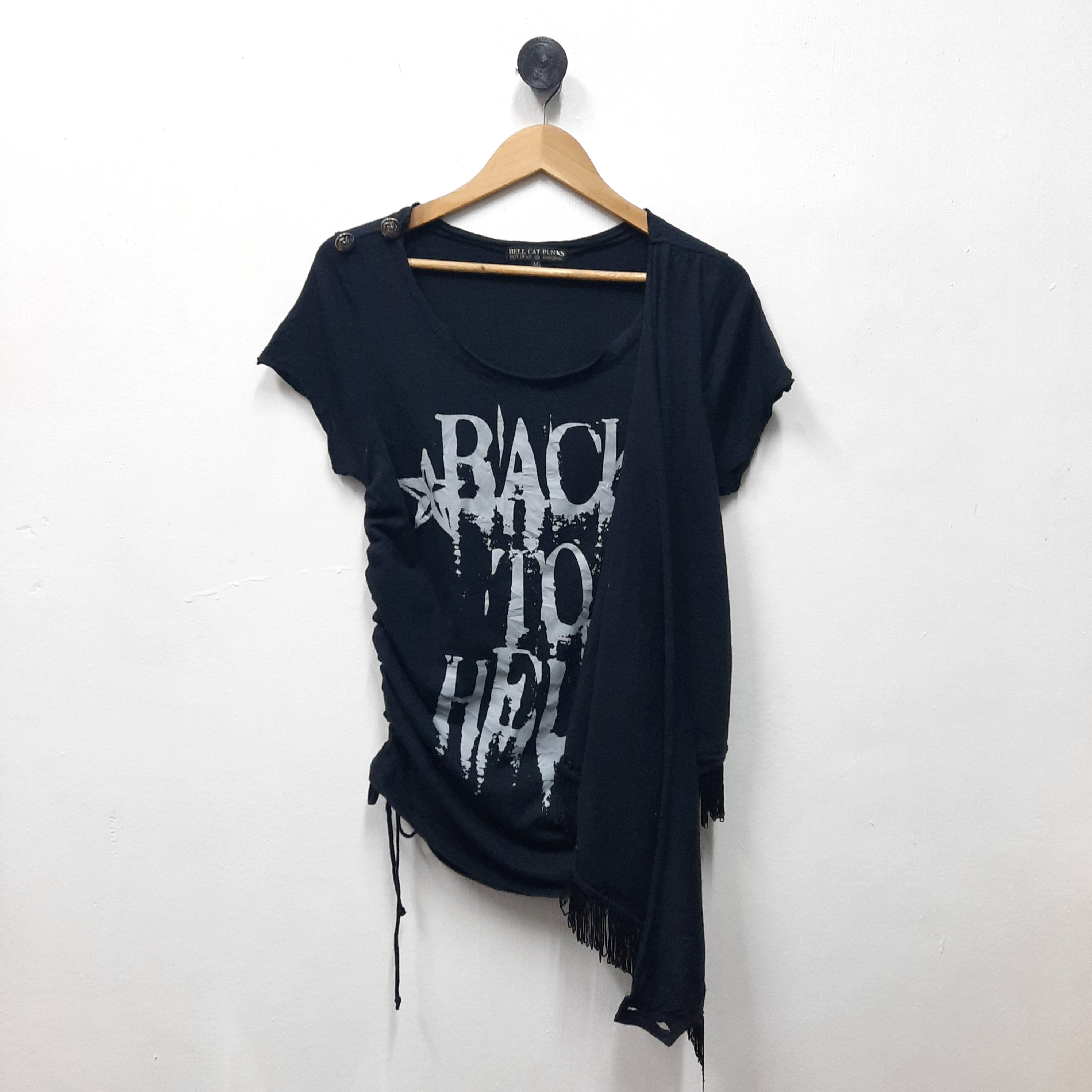 Tornado Mart ☠️ Hell cat punks 'back to hell' punk rock gothic emo shirt Size M / US 6-8 / IT 42-44 - 2 Thumbnail