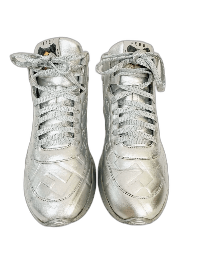Fendi Silver High Top Sneakers Size 36