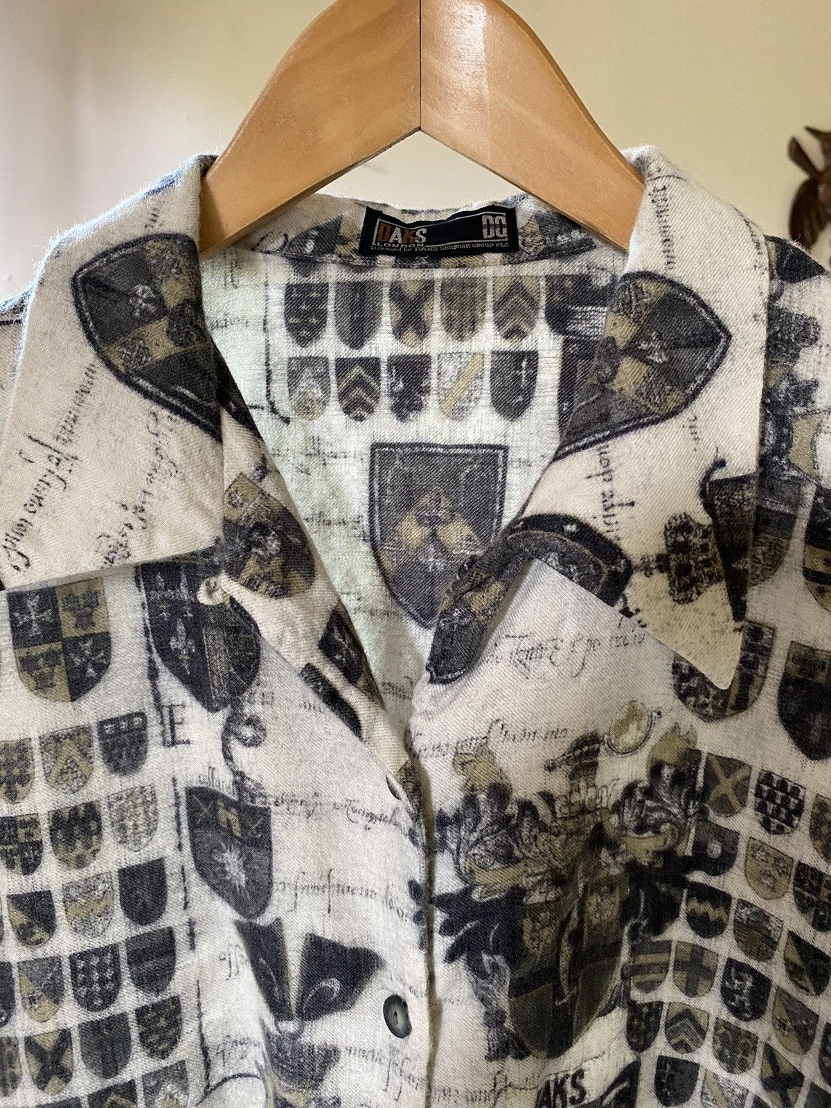 DAKS DAKS Gray Printed Wool Shirt Size L / US 10 / IT 46 - 12 Thumbnail