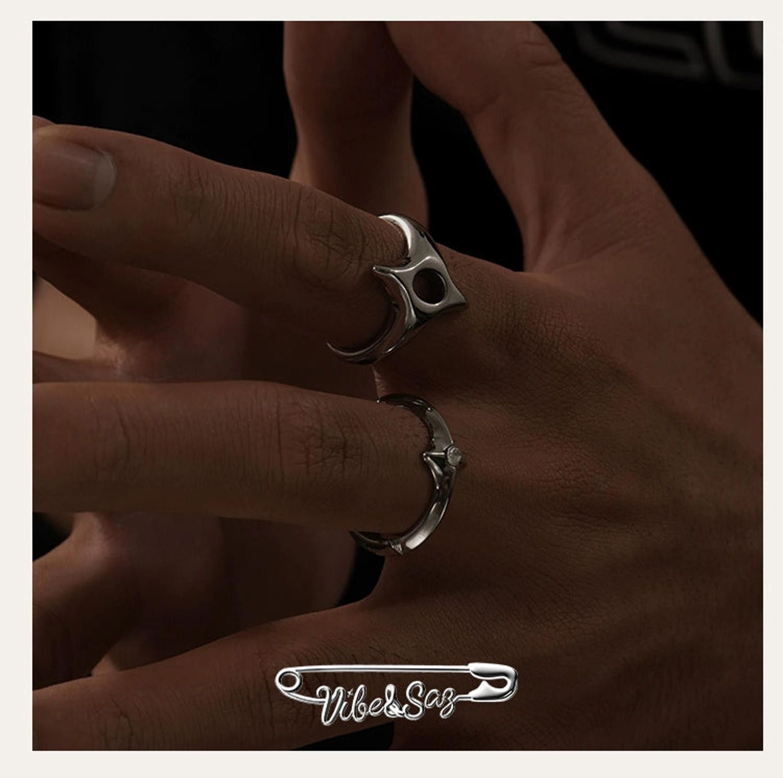 Jewelry Silver Geometric Modern Rings, Unique Statement Jewelry Size ONE SIZE - 6 Thumbnail