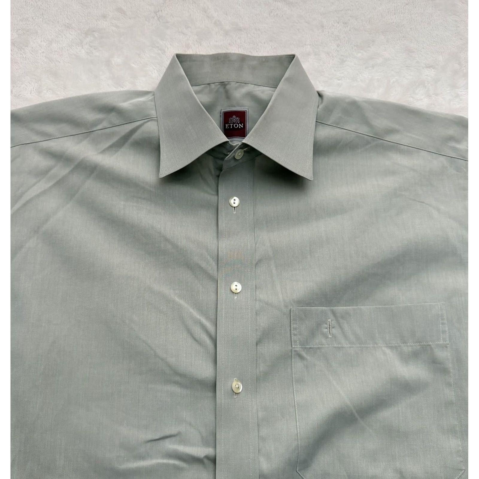 Eton Eton Shirt Mens XL Gray Solid Spread Collar Dress Button Up Shirt Size 42R - 2 Thumbnail