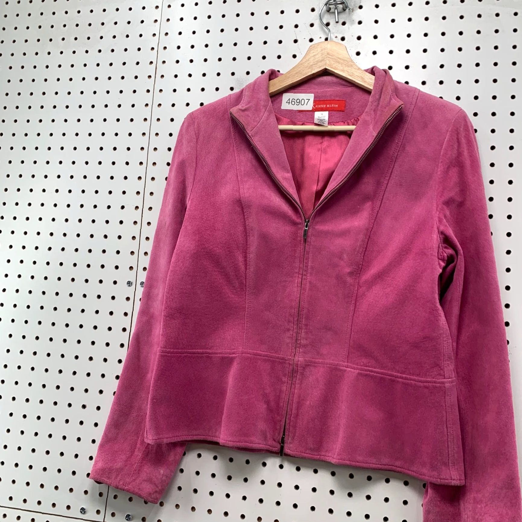 Anne Klein Anne Klein Suede Jacket Womens 10 Pink Zip Collared Lined Retro Classic Jacket Size L / US 10 / IT 46 - 5 Thumbnail