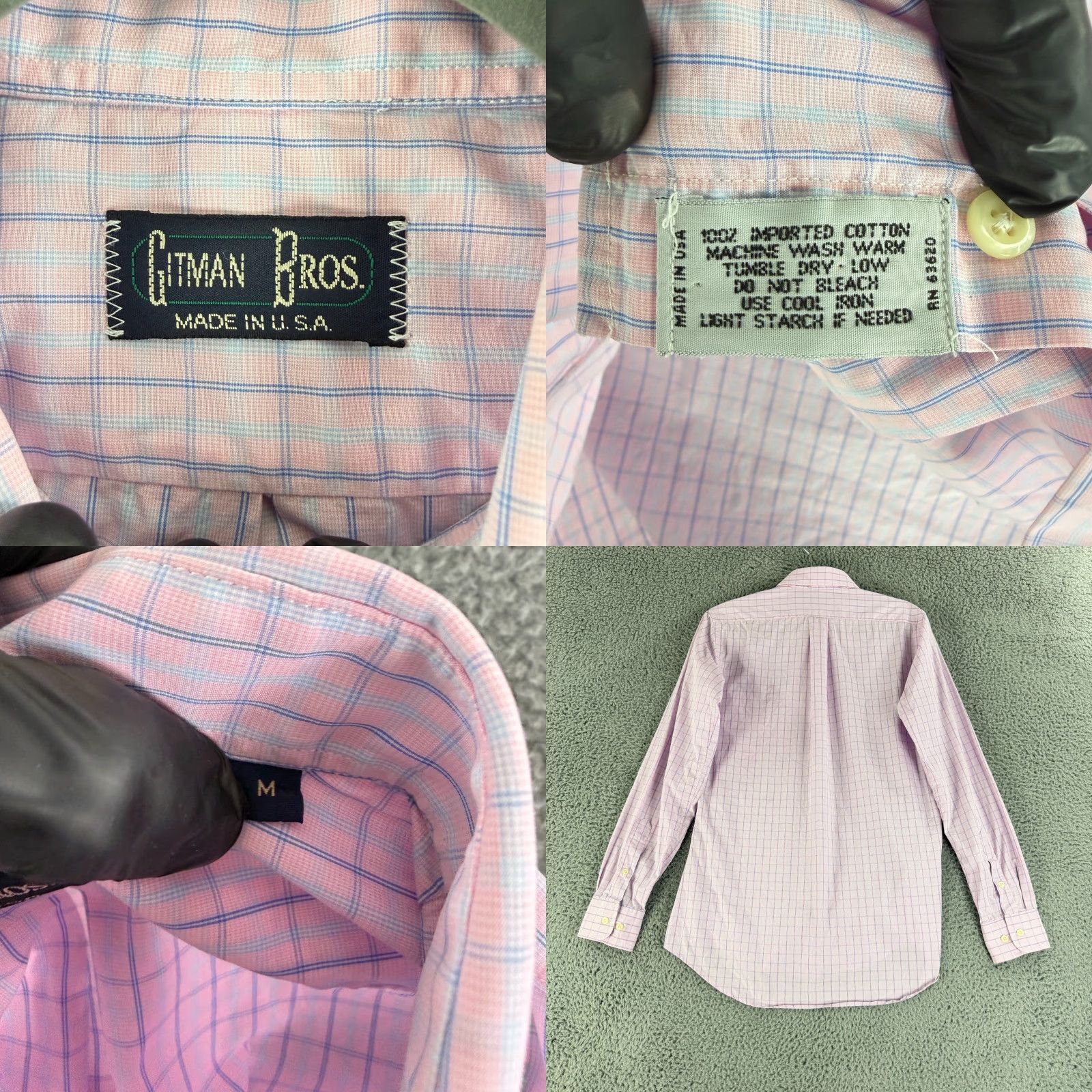 Pinko Gitman Bros. Button-Up Shirt Mens Medium Pink Plaid Long Sleeve VTG USA Made Size US M / EU 48-50 / 2 - 8 Thumbnail