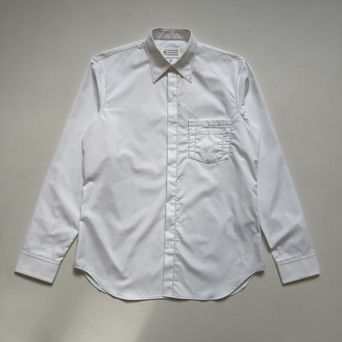 Maison Margiela S/S 18 White Cotton Contrast Stitch Shirt Size US L / EU 52-54 / 3 - 3 Thumbnail