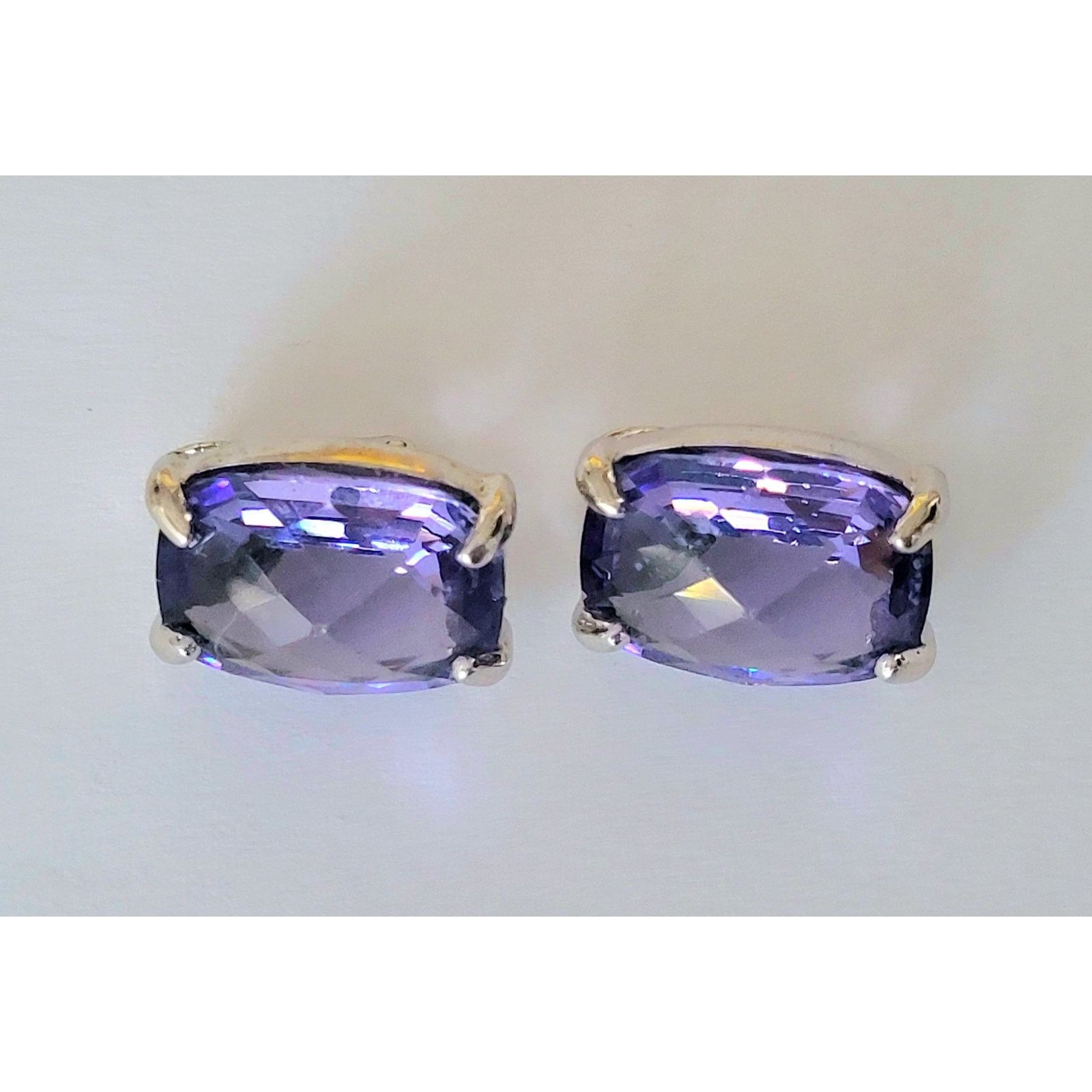 Swarovski Swarovski Crystal Earrings Tanzanite Purple Silver Clip Size ONE SIZE - 4 Thumbnail
