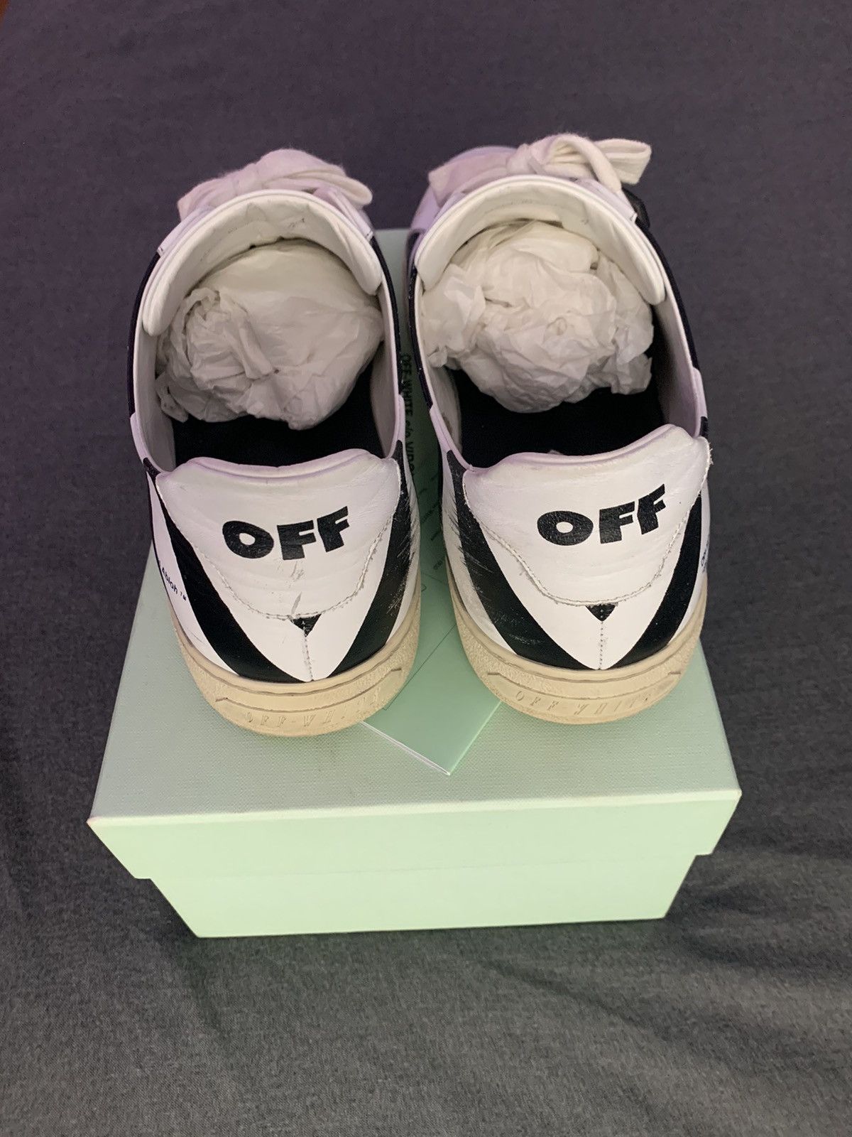 Off-White Off White Leather Striped Sneakers Size US 11 / EU 44 - 3 Thumbnail