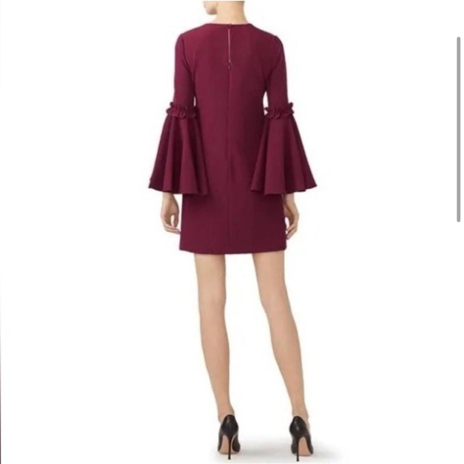 MILLY RTR Milly Cady Large Bell Ruffle Sleeve Wine Mini Dress Sz 8 Size M / US 6-8 / IT 42-44 - 2 Thumbnail