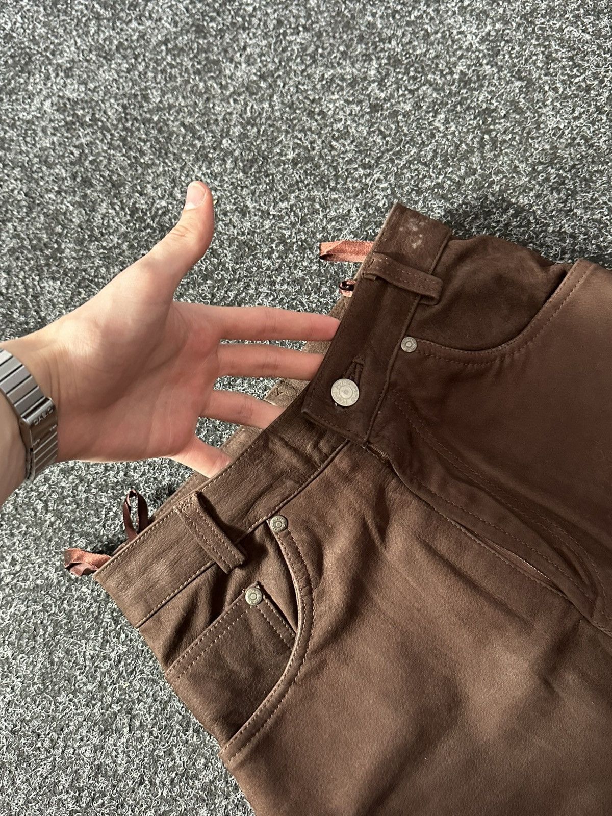 Cowboy Equipment × Leather 🚨GRAIL BOOTCUT BROWN Cowboy Biker Leather Pants Size 24" / US 00 / IT 34 - 5 Thumbnail