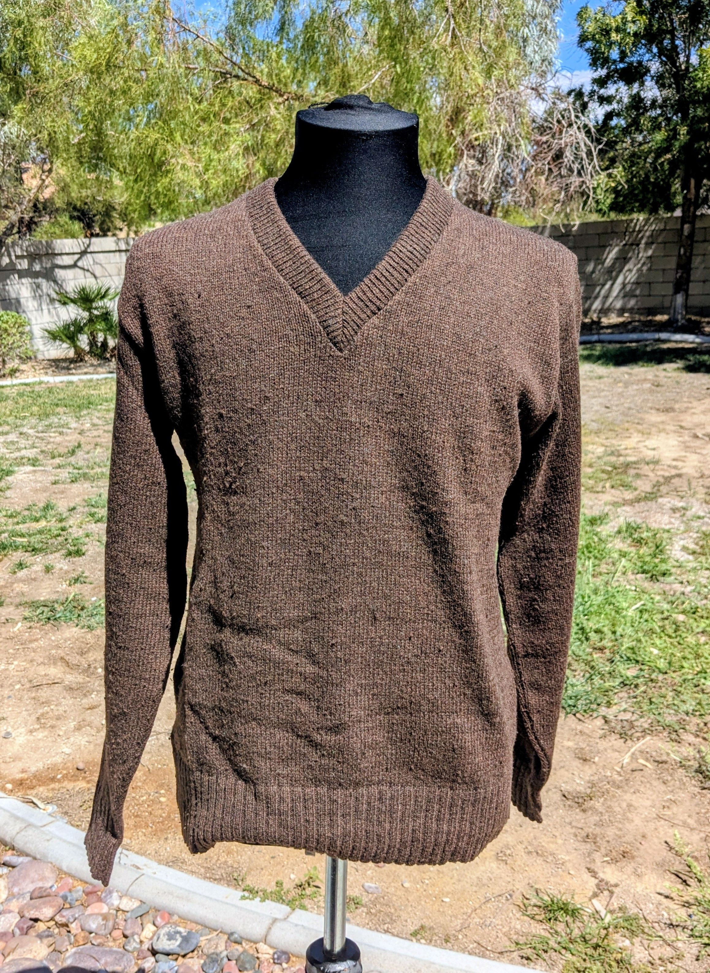 Puritan VTG Puritan Thermax Mocha Brown USA Wool/Poly V-Neck Sweater Size US M / EU 48-50 / 2 - 1 Thumbnail