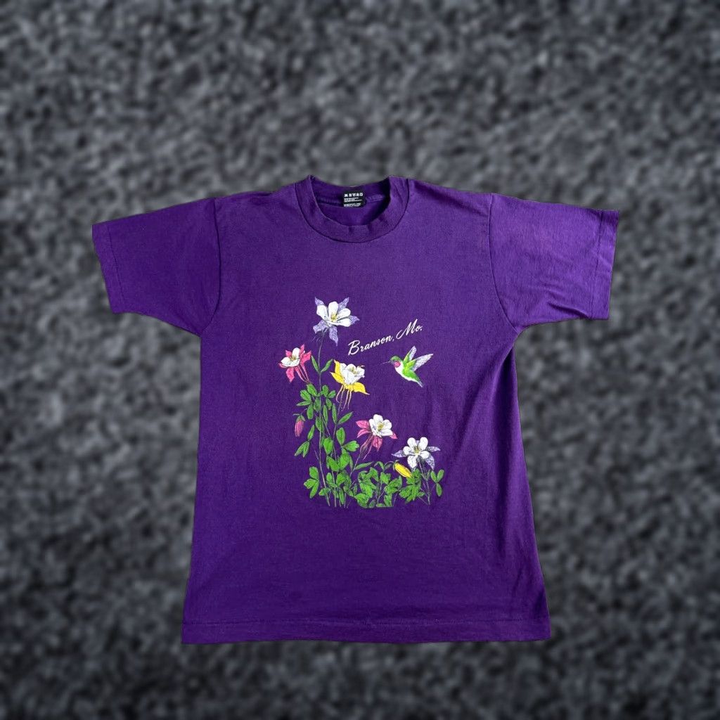 Fruit Of The Loom VINTAGE 90s Branson Missouri Shirt Mens Medium Purple Hummingbird Single Stitch Size US M / EU 48-50 / 2 - 1 Thumbnail