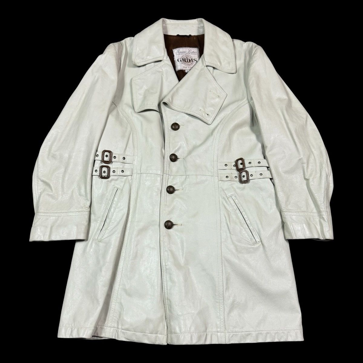 Vintage Vintage GraIs White Trench Coat Leather Jacket Men's 44 Size US L / EU 52-54 / 3 - 1 Thumbnail