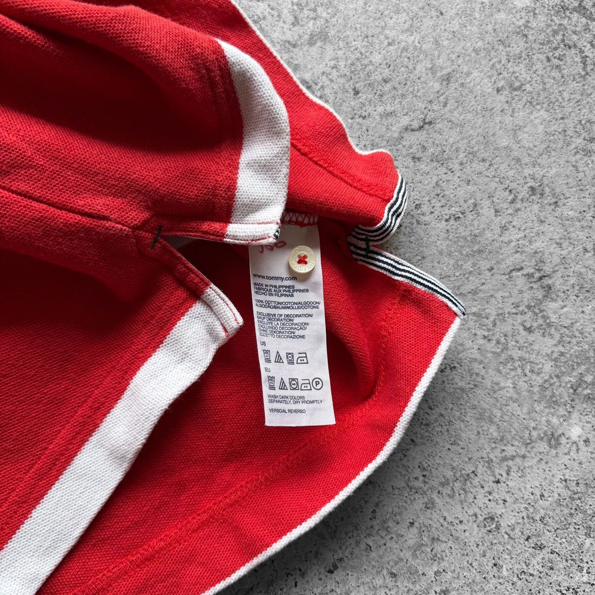 Tommy Hilfiger Tommy Hilfiger Mens Red Striped Short Sleeve Polo Shirt Size US L / EU 52-54 / 3 - 4 Thumbnail