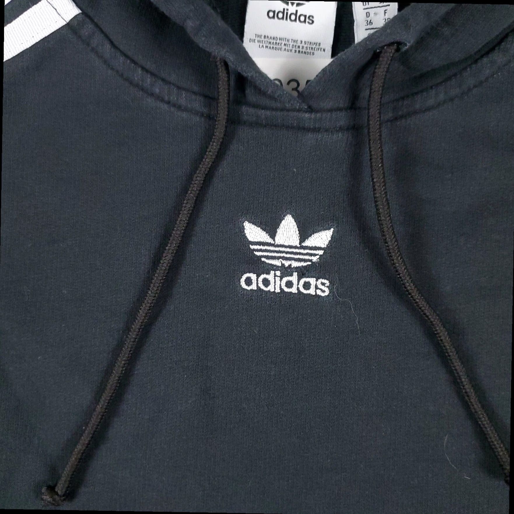 Adidas Adidas Pullover Hoodie Womens Small Black Cotton Blend Activewear Sweatshirt Size S / US 4 / IT 40 - 2 Thumbnail