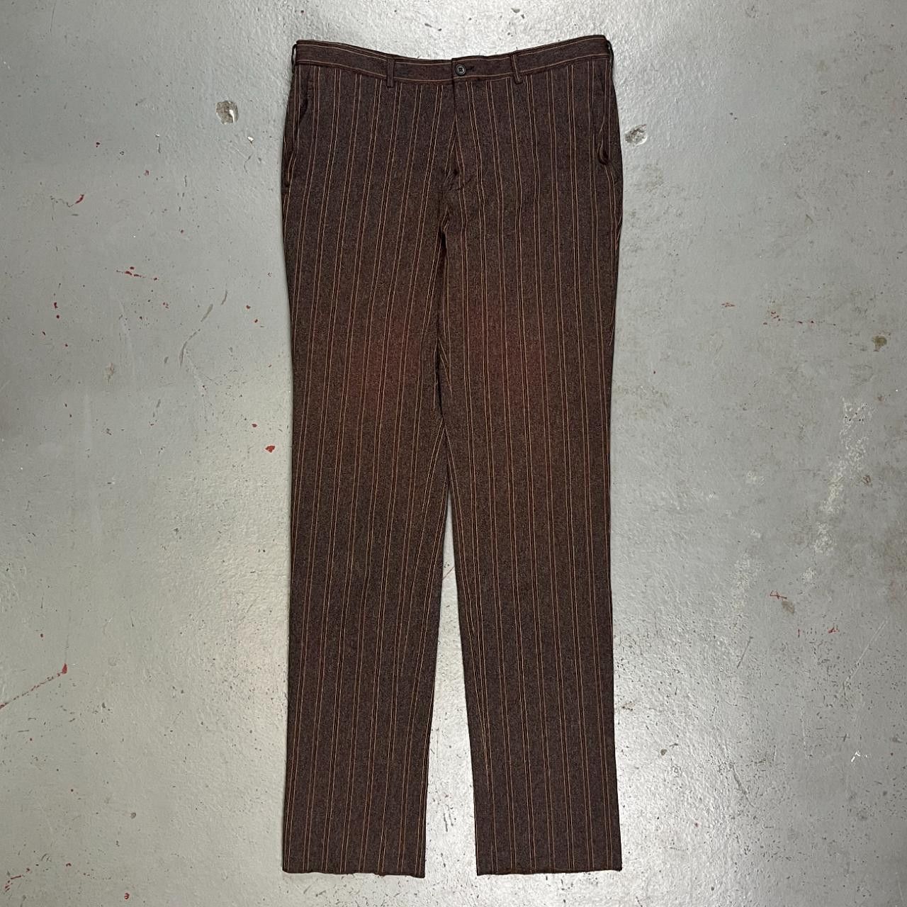 image of Comme Des Garcons Homme Brown Stripe Trouser, Men's (Size 34)