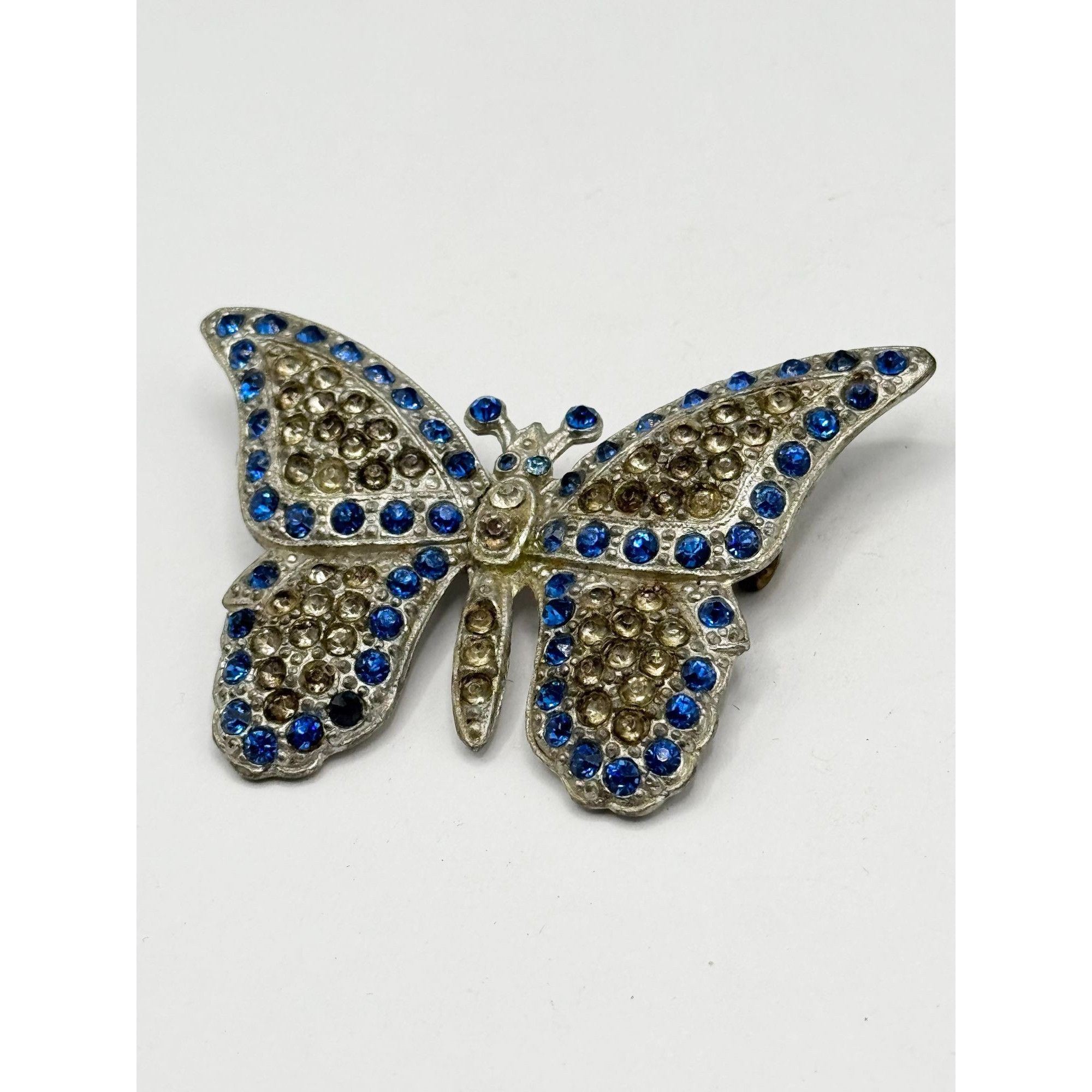 Vintage Art deco rhinestone blue butterfly vintage brooch pin Size ONE SIZE - 5 Thumbnail