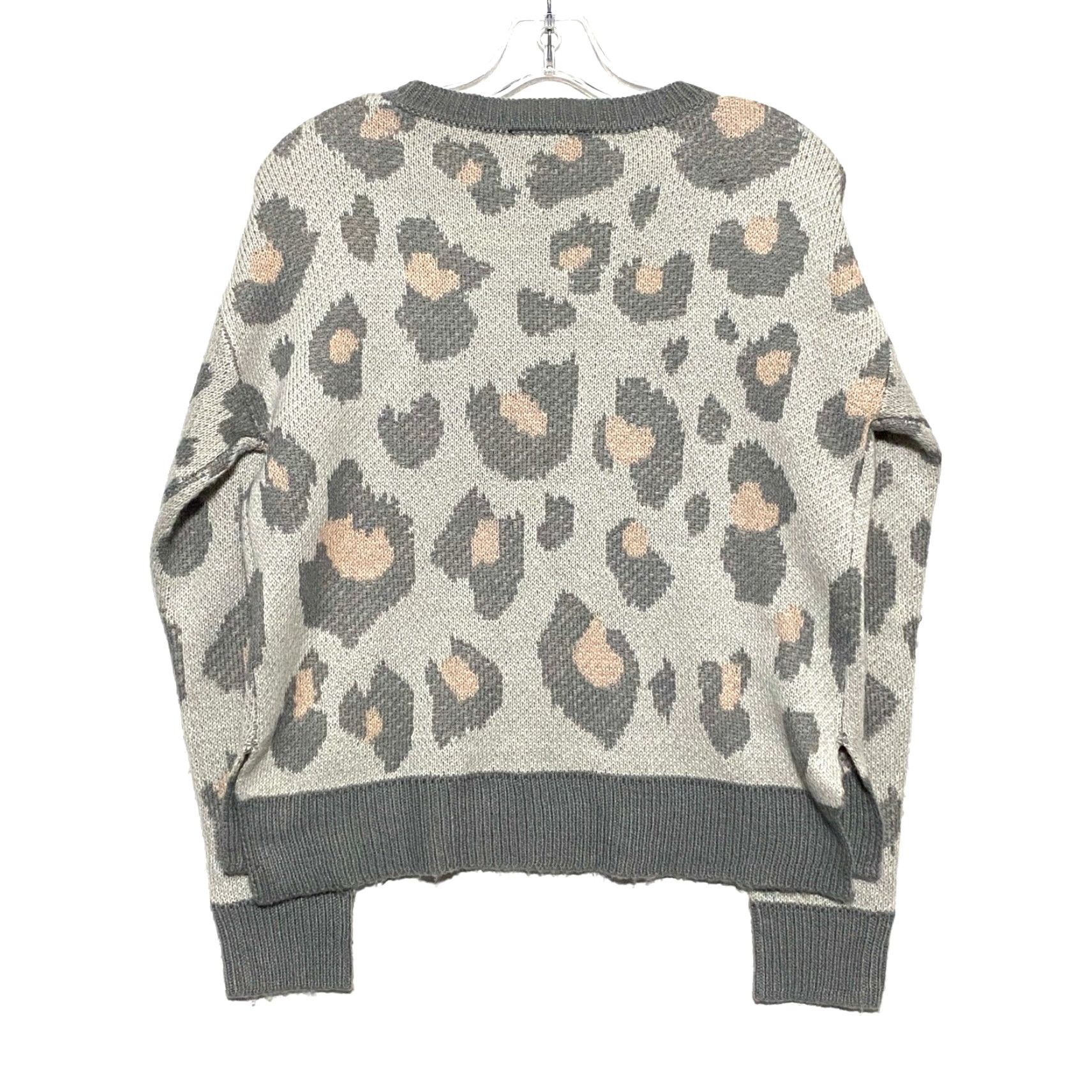 Vintage By&By Animal Print Crop Sweater Acrylic Gray Pink Leopard Cheetah Womens M Pullover Long Sleeve Knit Shirt Size M / US 6-8 / IT 42-44 - 3 Thumbnail